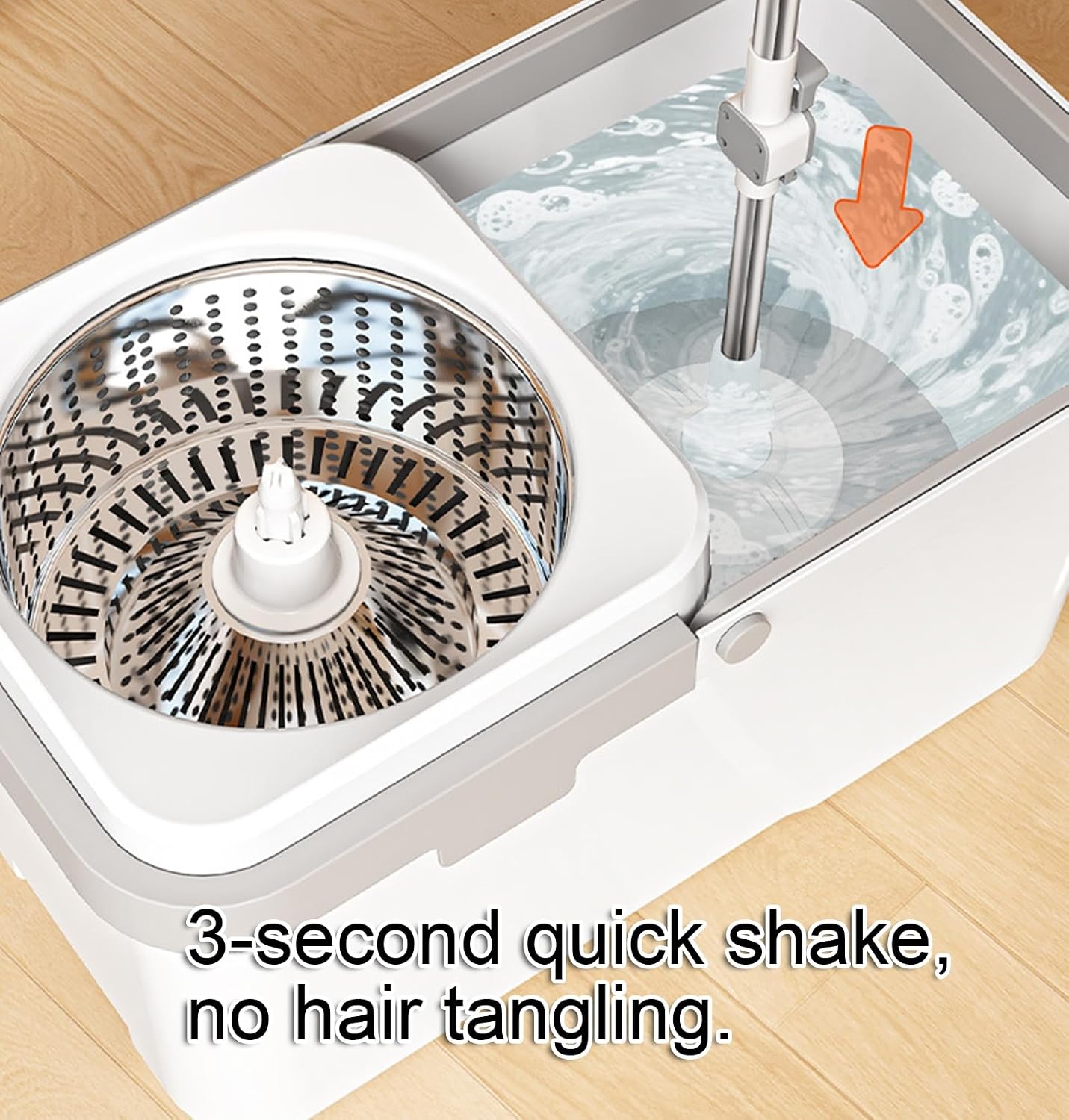 Spin Mop Bucket Set for Home - 360 Spinning Mop and Bucket with Detachable Splash Guard Spin Basket - Floor Cleaning System for Hardwood, Wood,B