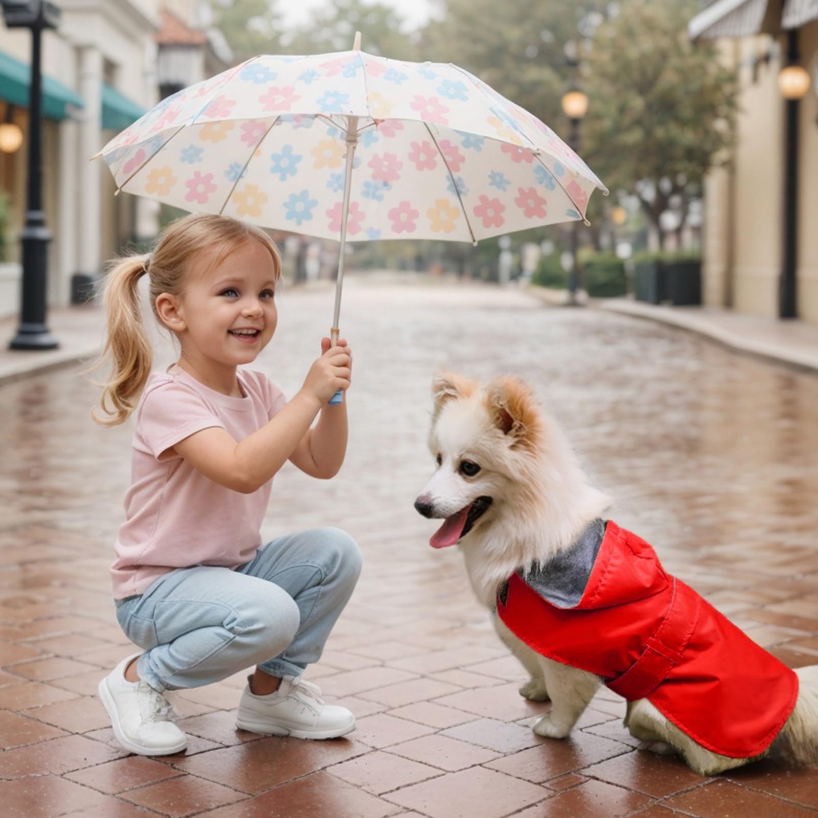 CNBEAU Impermeabile per cani, impermeabile per animali domestici, impermeabile, con cappuccio, con foro traspirante impermeabile, rosso, M