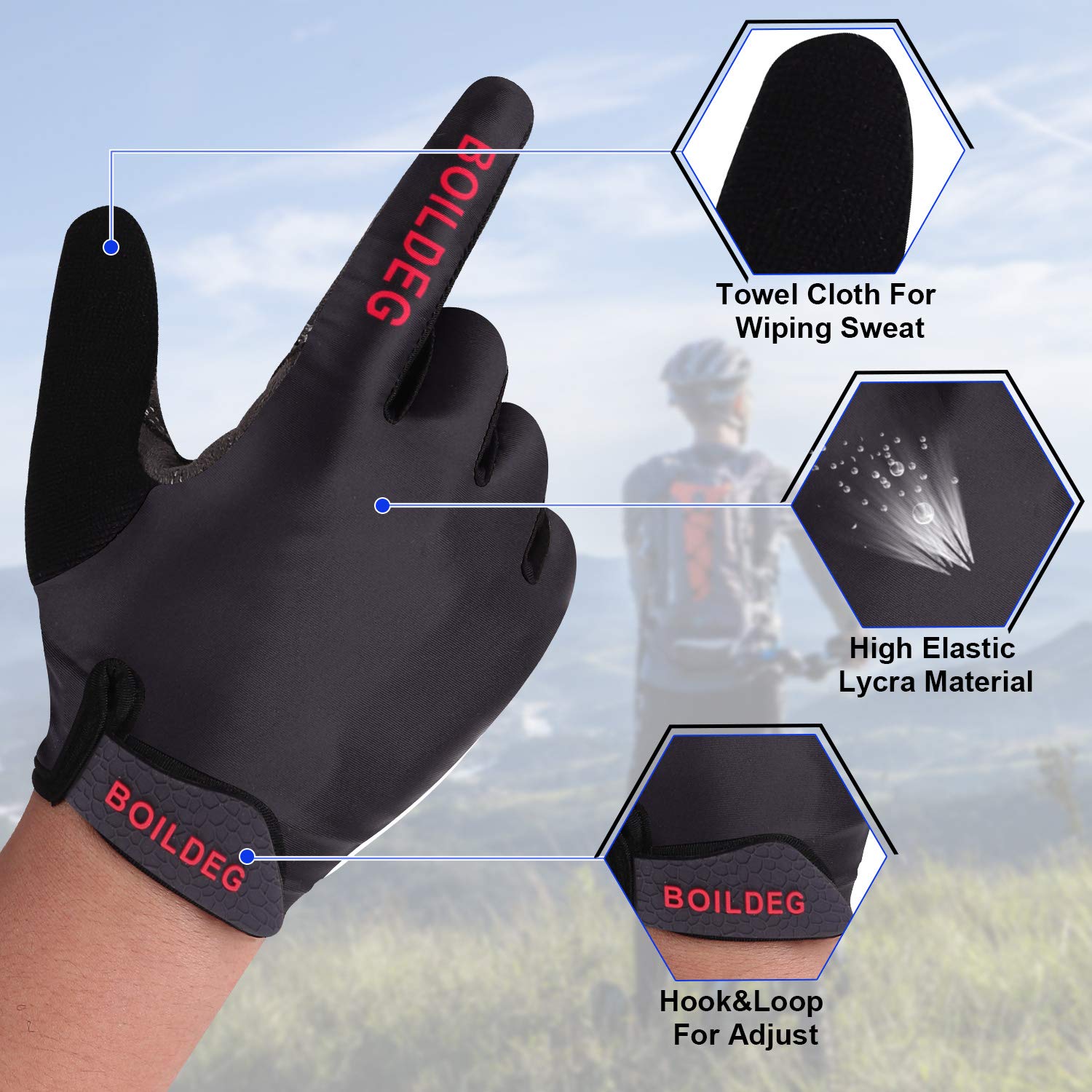 Gants de Cyclisme sans Doigts Antidérapant Absorption des Chocs Homme Femme