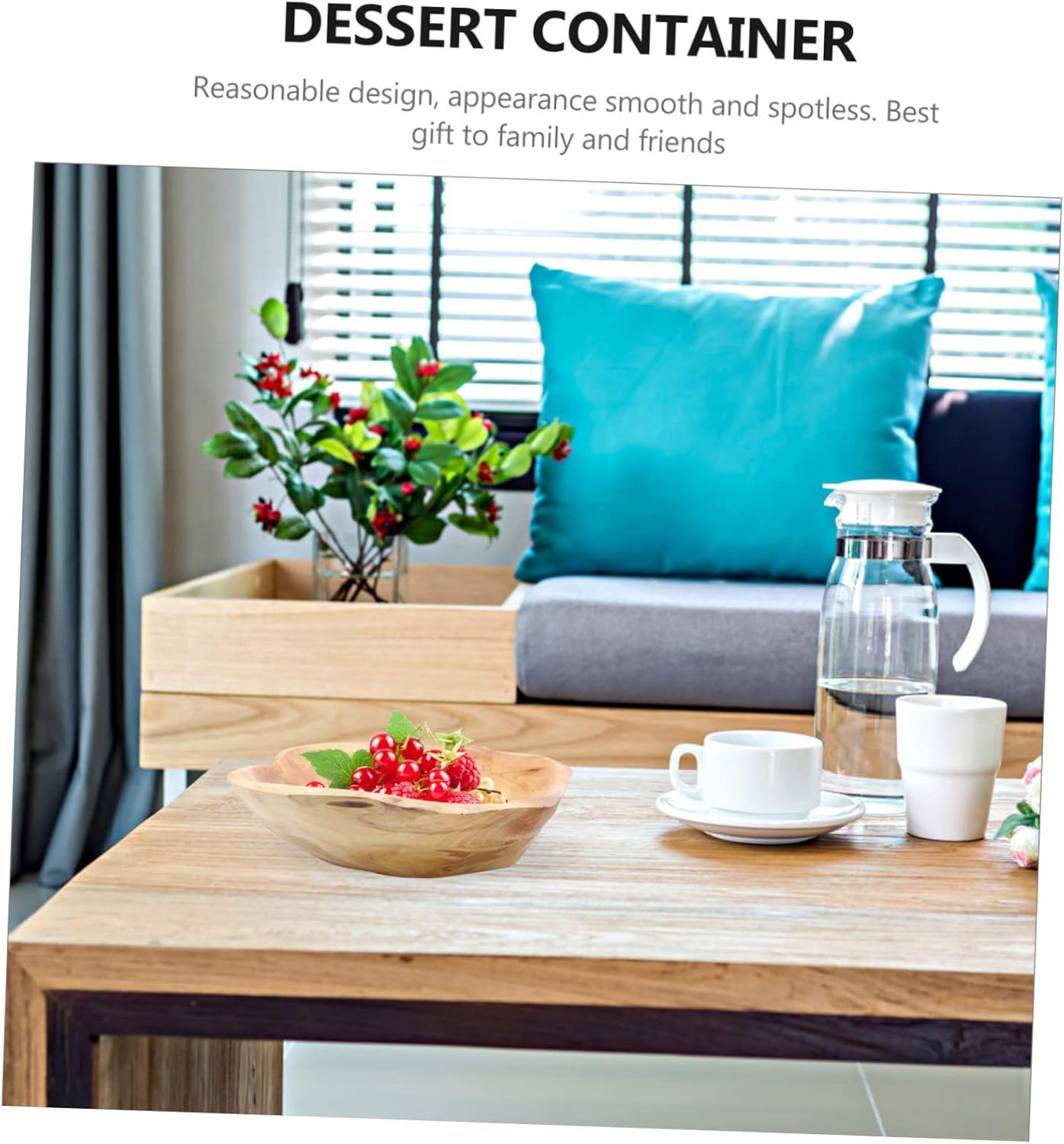 Zerodeko Solid Wood Fruit Plate Large Bowls for Fruit Basket Serving Tray Storage Tray for Snack