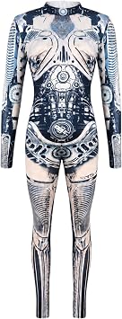 SEAUR - Halloween Costumes for Women 3D Print Skeleton Jumpsuit Long Sleeve Catsuit Funny Bodysuit Skinny Playsuit Rompers Nightwear