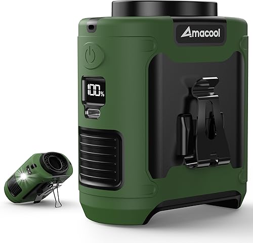 AMACOOL Ventilador de cintura portátil con clip, tiempo máximo de trabajo de 40 horas, ventilador de camisa recargable de 10000 mAh con luz, 16000 disponible en Yaxa Costa Rica