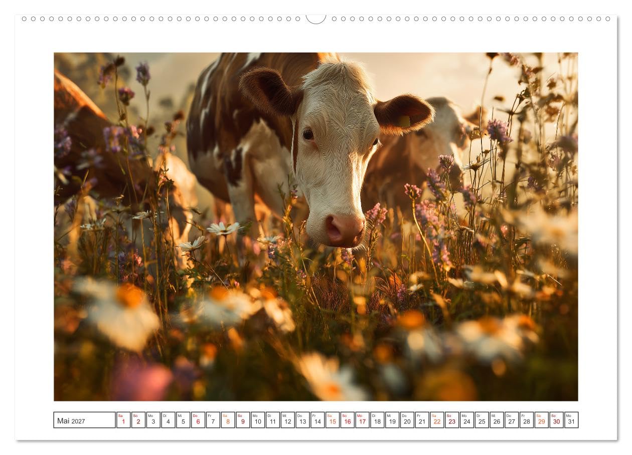 Die edle Kuh (hochwertiger Premium Wandkalender 2027 DIN A2 quer), Kunstdruck in Hochglanz: Dieser außergewöhnliche Kalender zeigt die Kuh als zeitloses Motiv barocker Kunst. (CALVENDO Tiere)