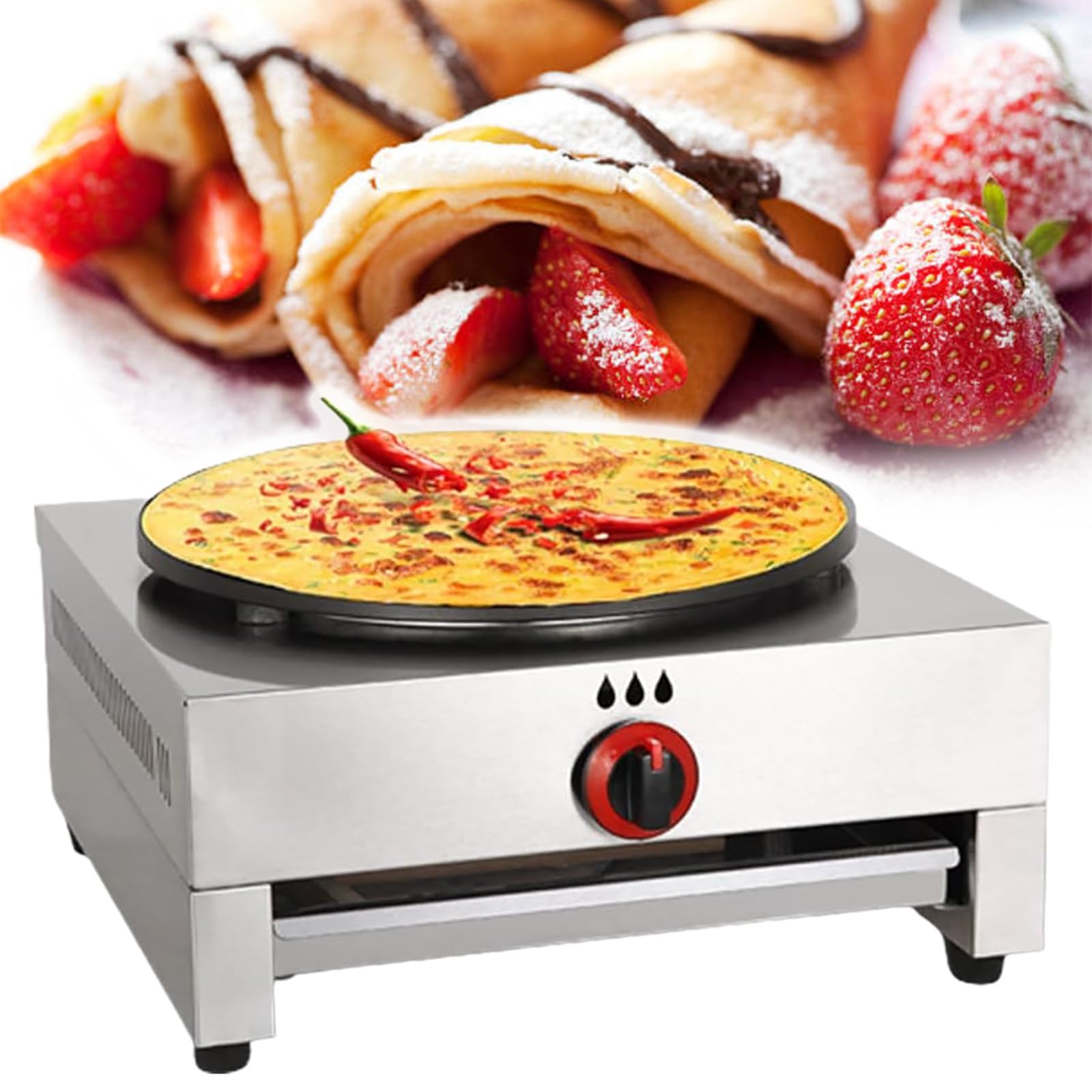 Eastnmythet Crepe Maker Pan, 40cm / 16 Inch Nonstick Cooktop, Pancake Griddle Tortilla Pan Omelette Maker for Eggs, Bacon, & Tortillas,Gas