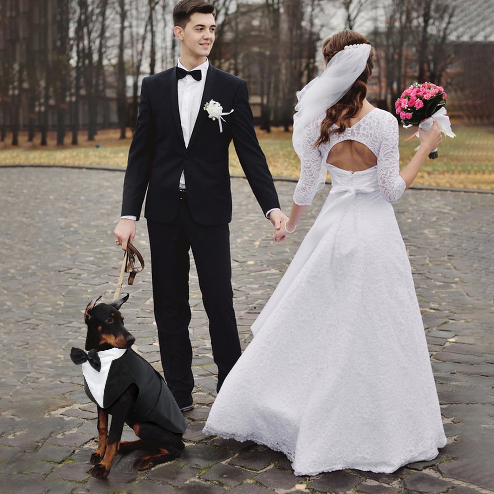 Smoking per cani, smoking per cani di piccola taglia, abito da sposa nero S
