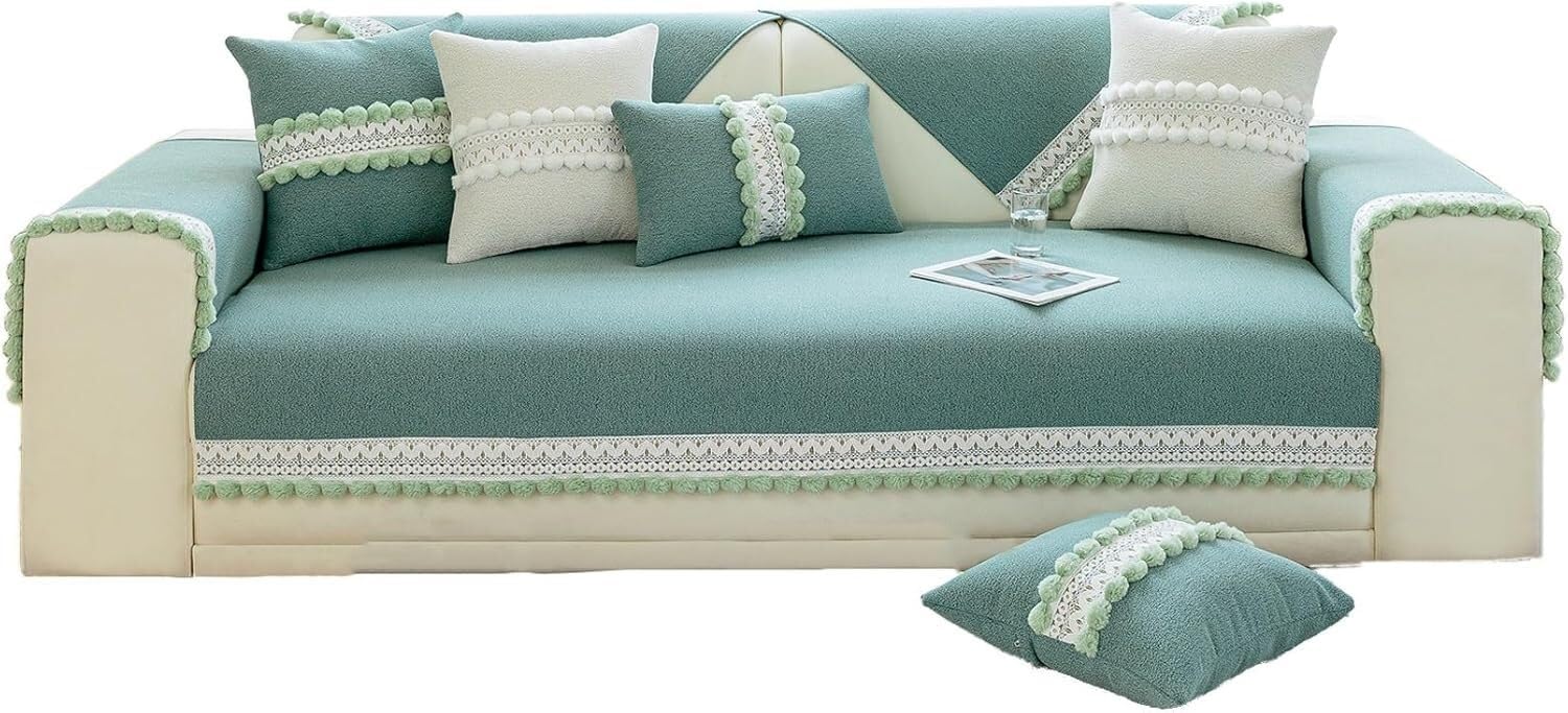 JvFbjLF All-season, Child And Pet-friendly, Machine-washable Blue Sofa Cover For Furniture Protection