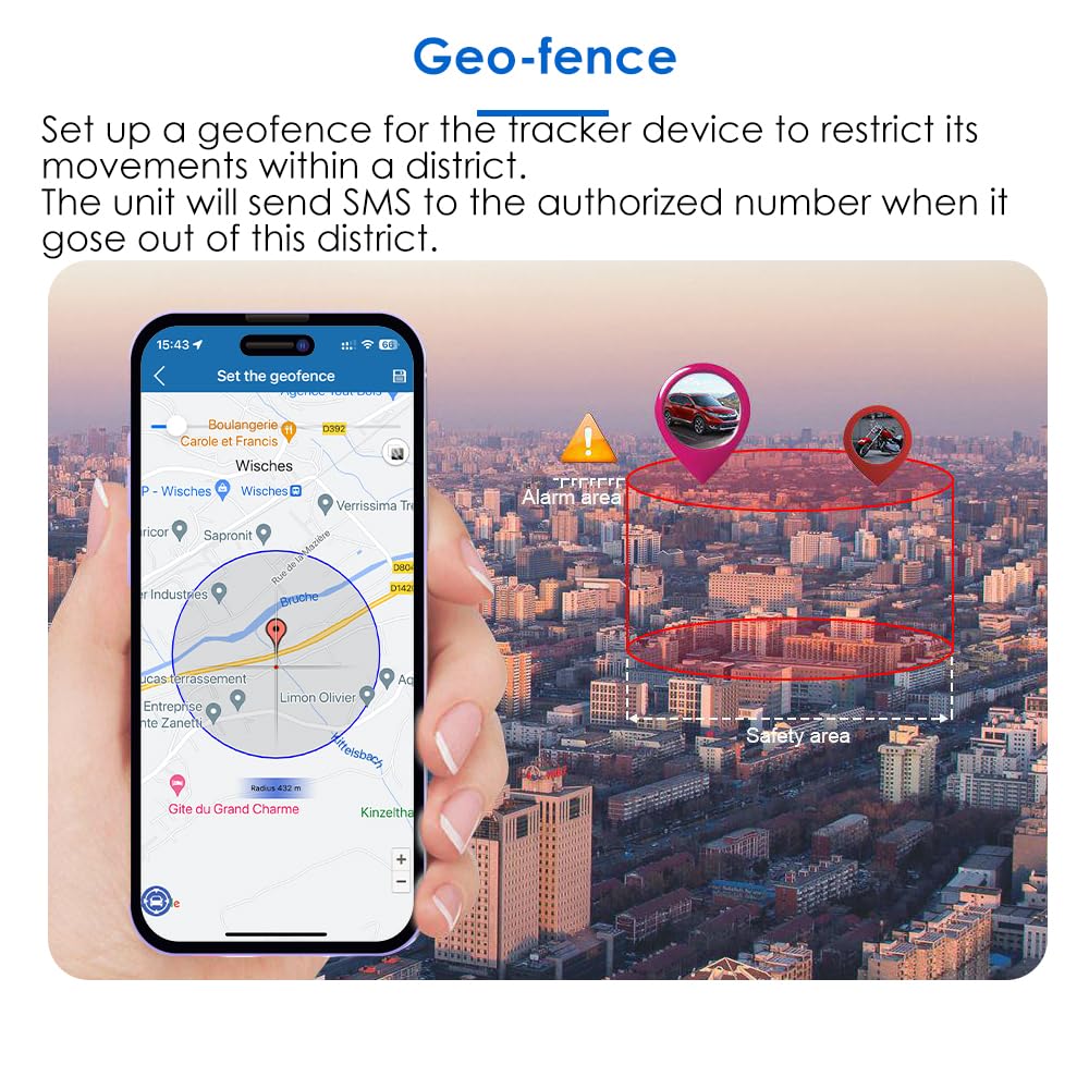 TKMARS Localizador GPS para Coche, Alarma Moto, Mini Rastreador GPS Alarmas Múltiples Antirrobo Puede ser Utilizado en Coche,Anciano,Niños,Mascota,Impermeable,con Imán,Electric - Fence