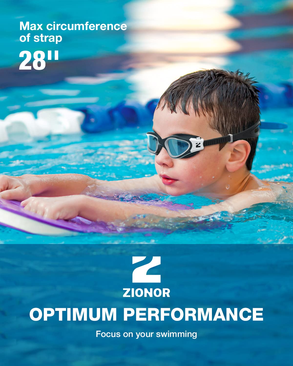 ZIONOR Schwimmbrille Kinder, G1MINI Polarisiert/non Polarisiert Komfortabel Kinder Schwimmbrille, Anti Nebel UV-Schutz Schwimmbrille für Mädchen und Jungen (Jahre 6-14)