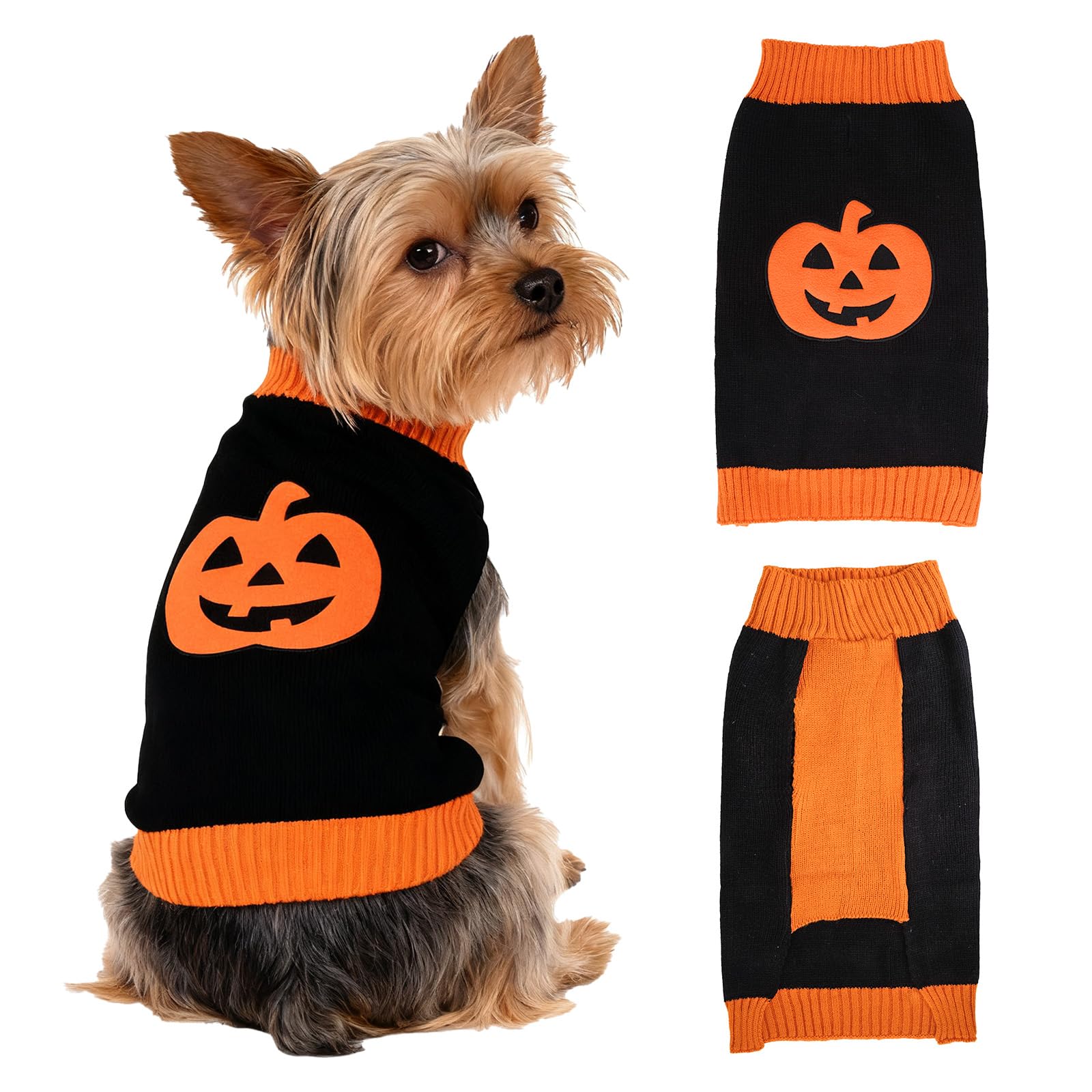 Halloween Dog Jumpers Pumpkin Sweater Costume Puppy Cat Turtleneck Sweater Pet Role Play Costume Suitable For Halloween Carnival Fun Holiday Party Suitable For Small Medium Cats And Dogs(L) — image 1