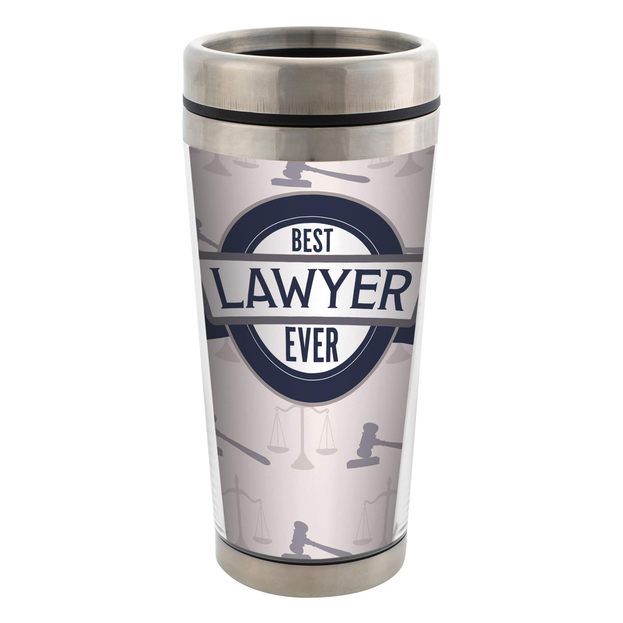 Elanze Designs Best Lawyer Every Justice Scale 16 Oz Stainless Steel Travel Mug with Lid