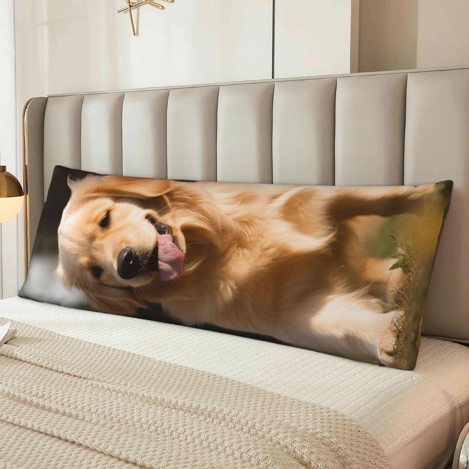 Fodpand Women's Black Golden Retriever Dog Body Pillow Cover 20X54 Inches Soft Microfiber Long Pillow Case For Sleeping & Side Sleepers Comfy Breathable Decorative Body Pillowcase Gifts For Men