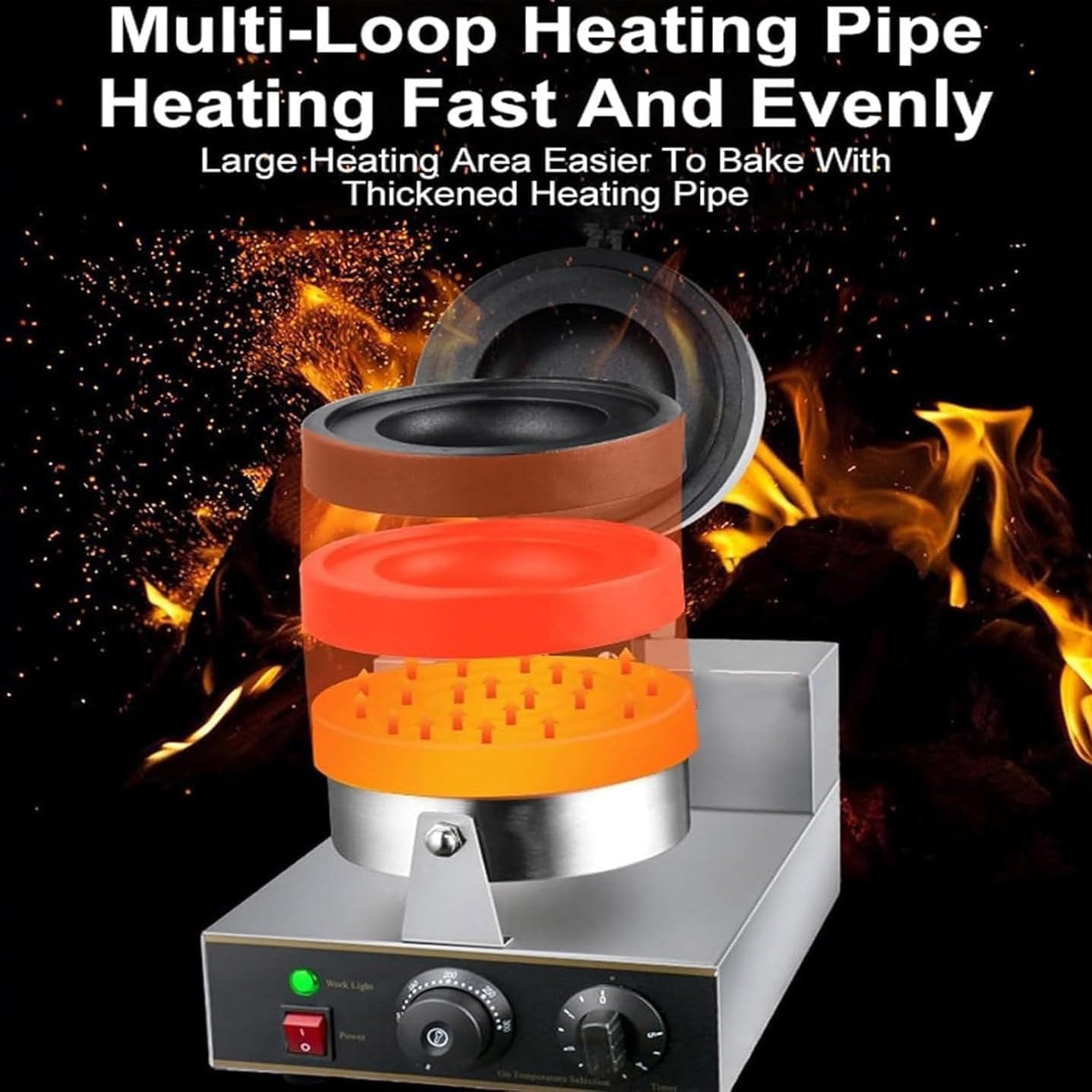 Macchina per hamburger elettrica, pressa per hamburger commerciale da 1200 W, temperatura regolabile 50-300 ℃, padella antiaderente, macchina per waffle all'uovo con bolle