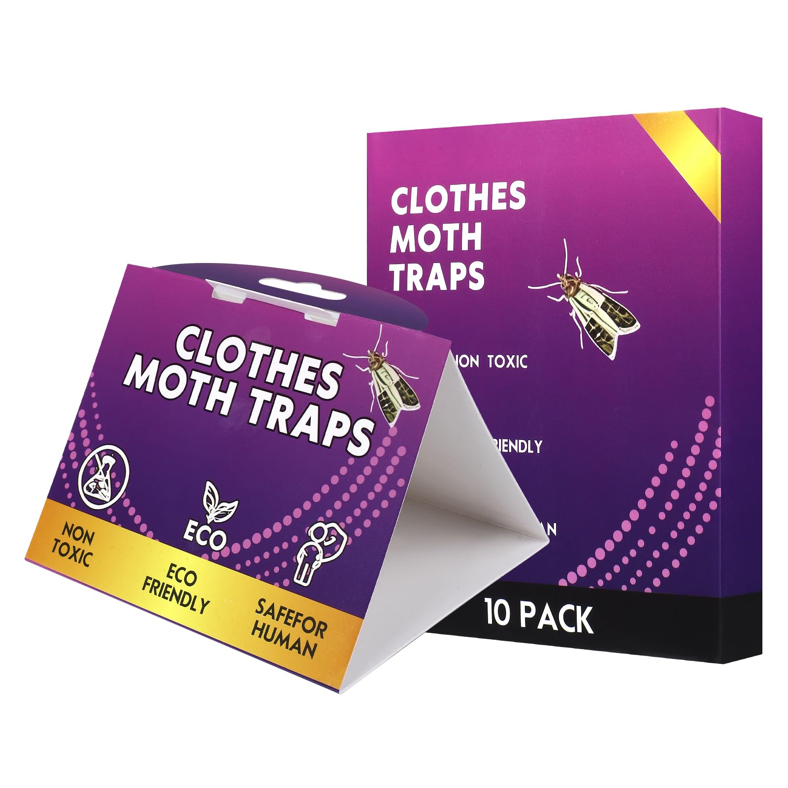 Lumora Clothes Moth Traps 10 Pack, Odourless Paper Pheromone Moth Traps for Wardrobes Indoors Carpets Pantry