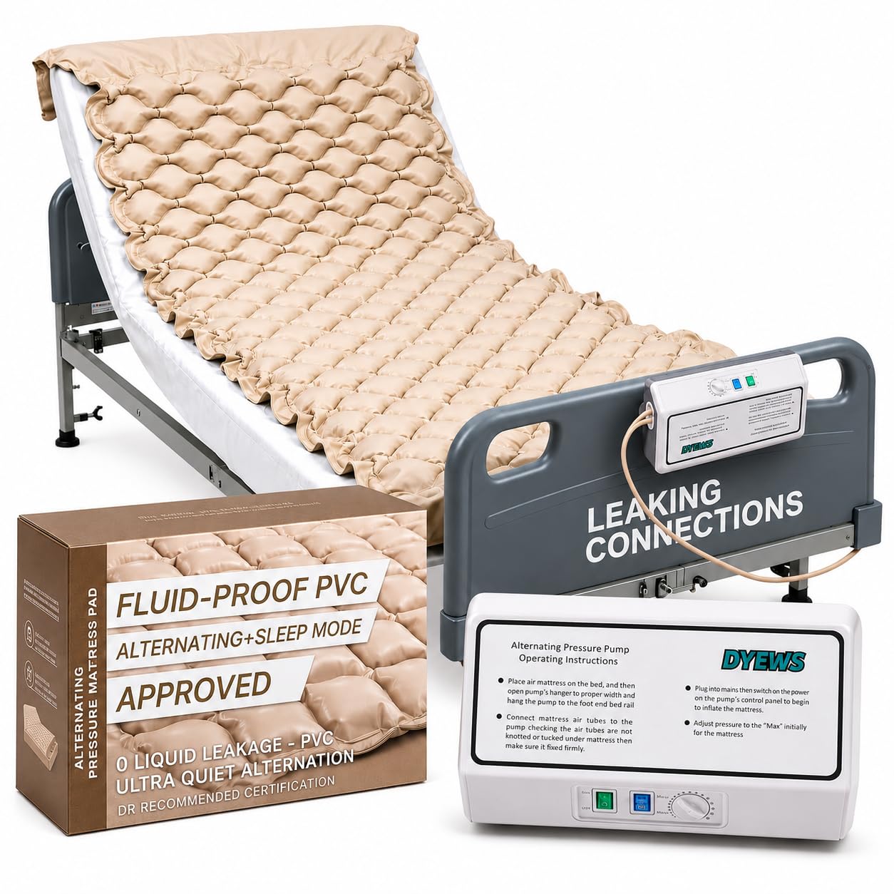 Photo 1 of Alternating Air Pressure Mattress Pad, Bed Sore Prevention, Bed Mattress Topper with Quiet Pump & Waterproof, Relief Ulcer, Suitable for Bedridden or Limited Mobility Patie