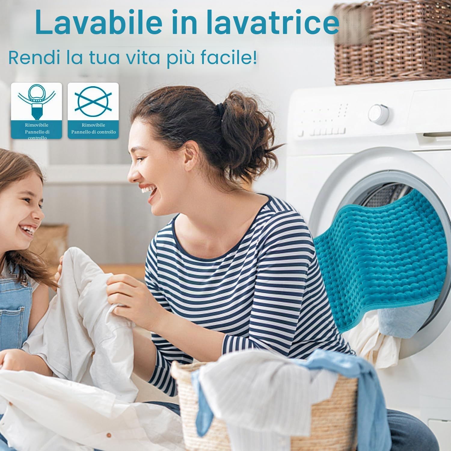 JOBYNA Termoforo Elettrico, Cuscino Termoforo con Cintura, Cuscino Termico 30-70℃ e 10-90 Minuti Regolabili, per collo, spalle, schiena, braccia, muscoli (30 x 60 cm)