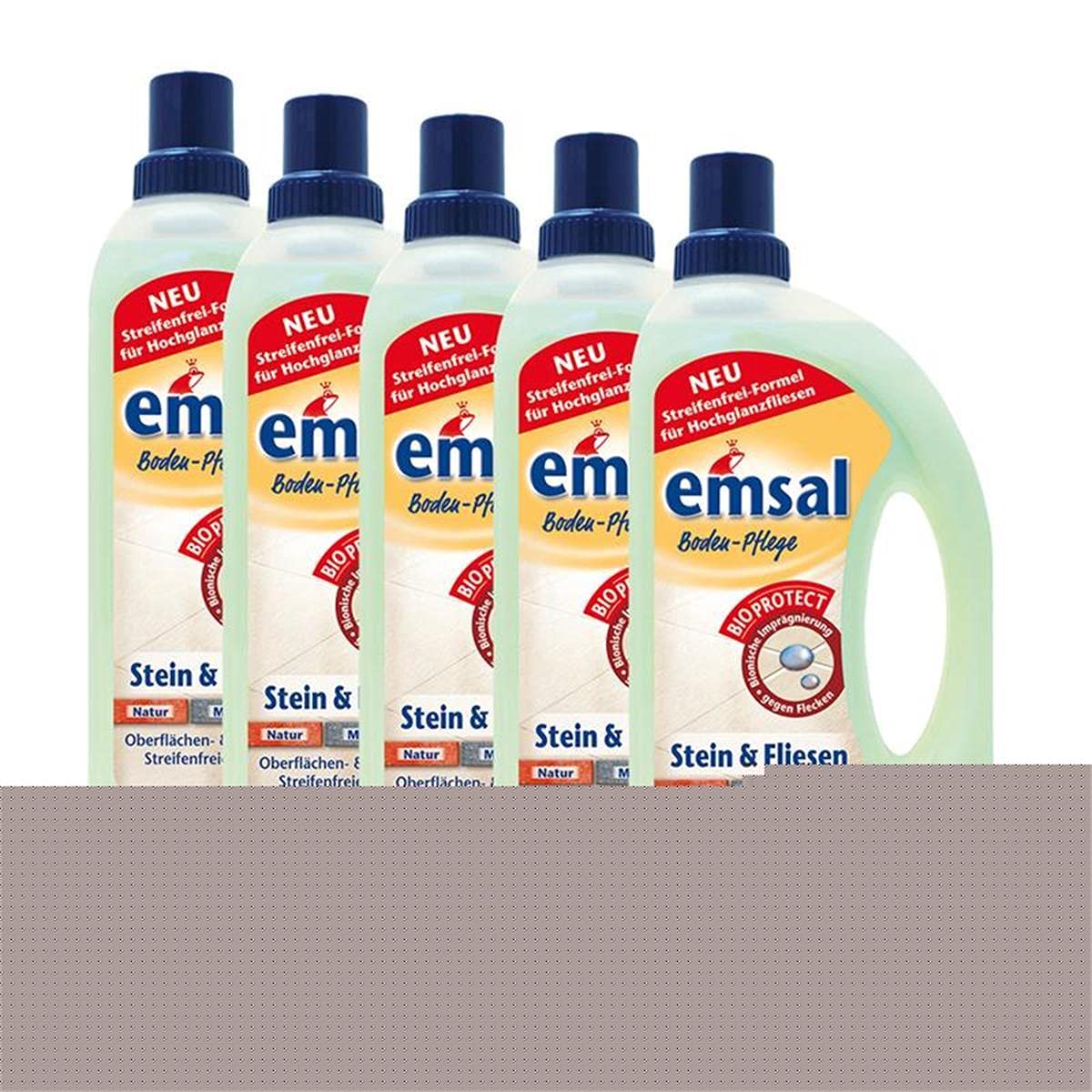 5x emsal Boden-Pflege Stein & Fliesen 1 Liter mitBioprotect Oberflächen & Fugenschutz | mit Bioprotect, Oberflächen & Fugenschutz