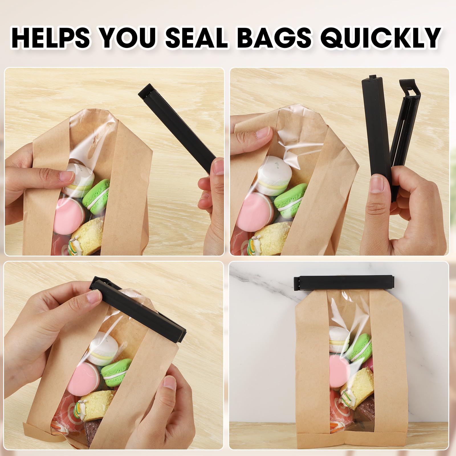 30 piezas de clip de sellado negro, 6/11 cm pinza cierre bolsa de alimentos, clip de cierre de cocina reutilizable de plástico para embalaje de cocina, caramelos aperitivos