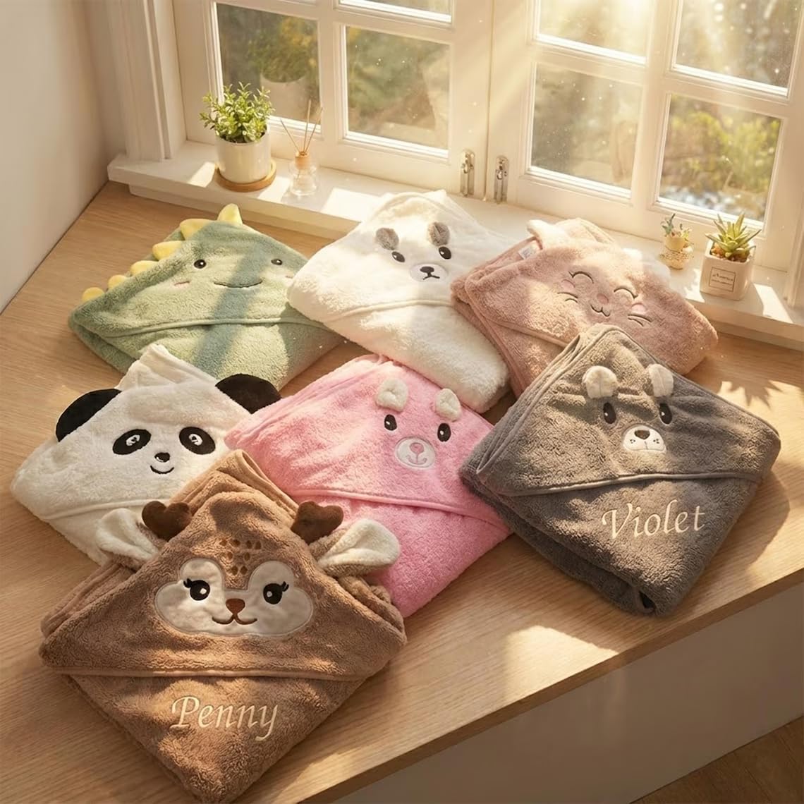 Toalla personalizada con capucha para bebé, regalo para recién nacido, toalla con capucha de algodón puro para baby shower, toalla de piscina para niños (105 x 105 cm)