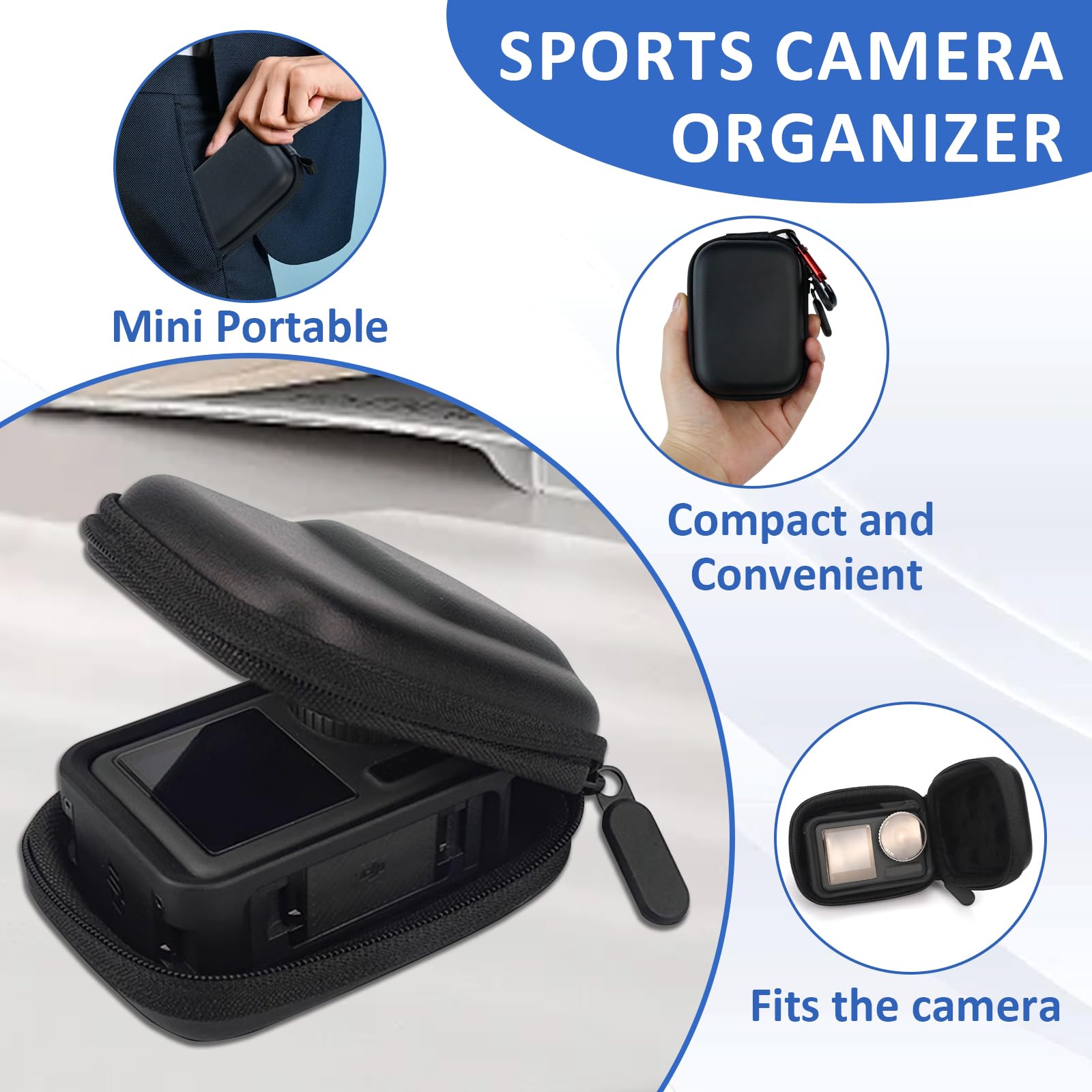 Hesupy Étui De Voyage Pour Dji Action 5 Pro/4/3, Sac De Protection Résistant Aux Chutes Noir