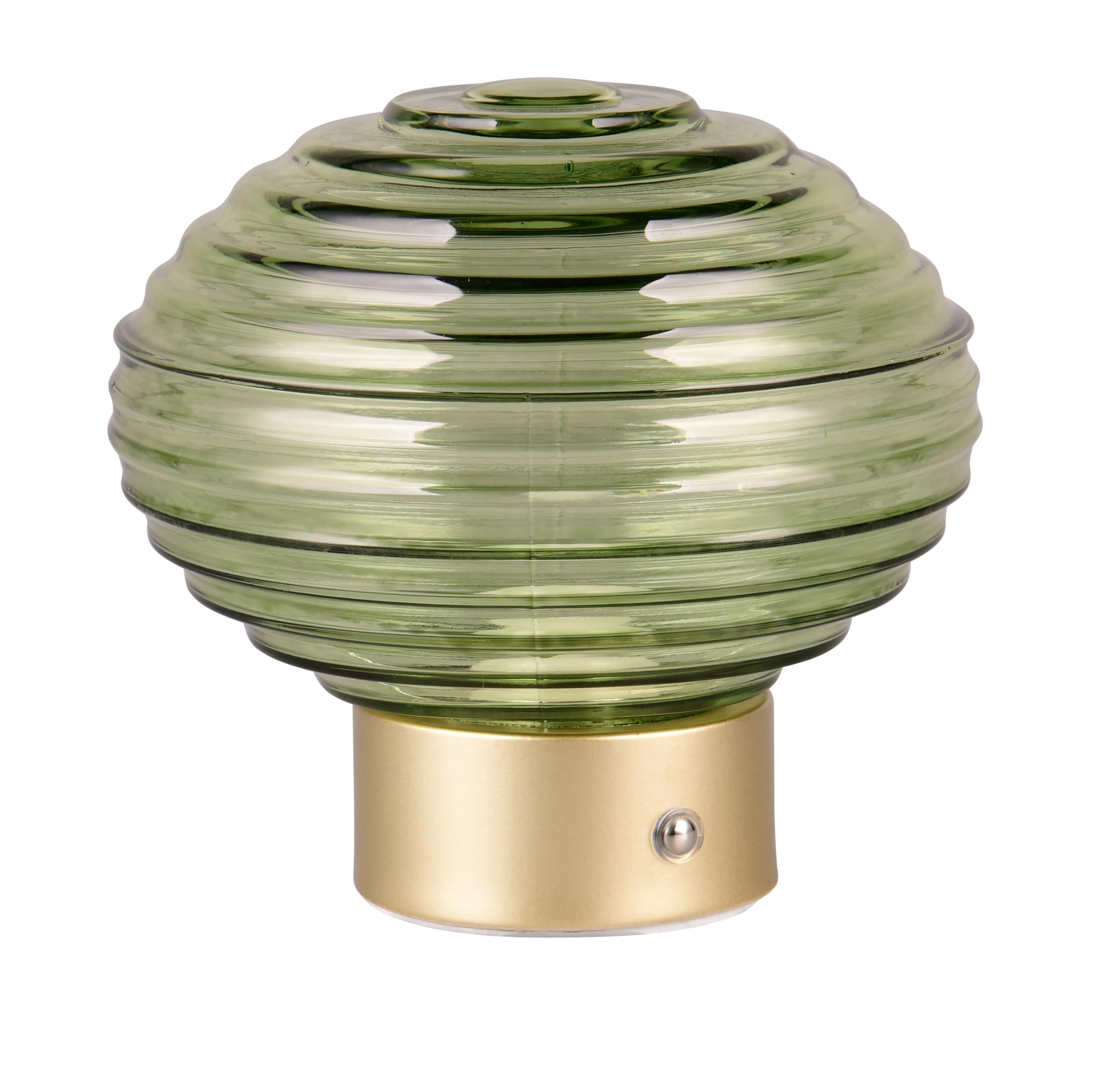 RL LIVE YOUR LIGHT Reality Leuchten Earl R57771115 LED Battery-Powered Table Lamp Metal Brass Matte Glass Green with 1.5 Watt LED, 4-Way Touch