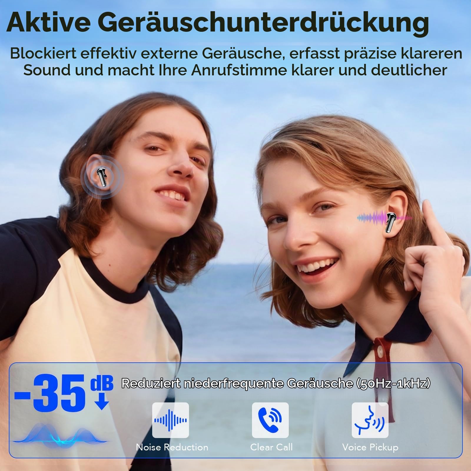 2026 Neu Bluetooth Kopfhörer, In Ear Kopfhörer Kabellos Bluetooth 5.4, 4 ENC Noise Cancelling Mic mit 40Std Tiefer Bass, Wireless HiFi Stereoton, IPX7 Wasserdicht Sport Ohrhörer LED-Anzeige, USB-C