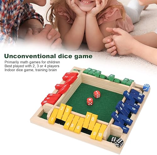 Miniatura 2 de Shut The Box Game, Wooden Dice Board Game, 2-4 Player Family Wooden Board Table Math Games with 8 Dices for Classroom Home Party