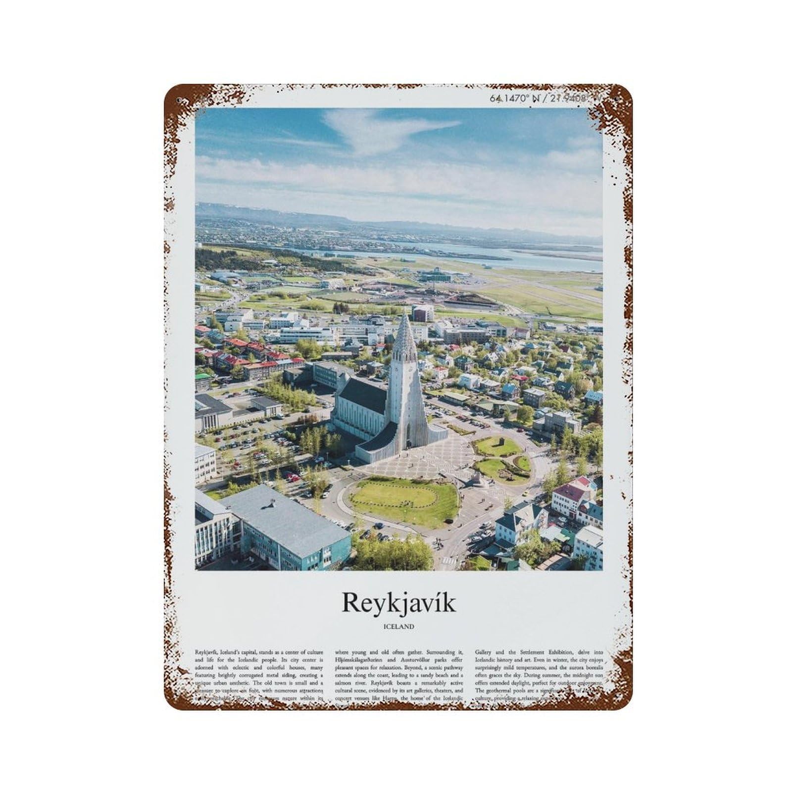 xiaoxiaoshen Reykjavik Iceland City Scenery Wall Decor Art Metal Tin Poster Modern Home Decor Art Home Bar Shop Decorations Vintage Sign 40x30cm