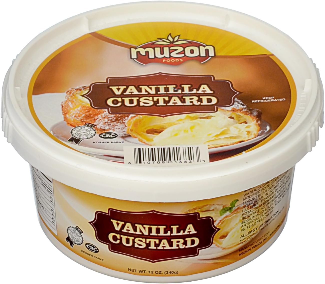 Muzon Chanukah Bavarian Cream Filling, Vanilla Custard Cream, Professional Bavarian Cream Pastry, Dessert, and Cupcake Filling, Cream filled donuts, krispy kreme doughnuts