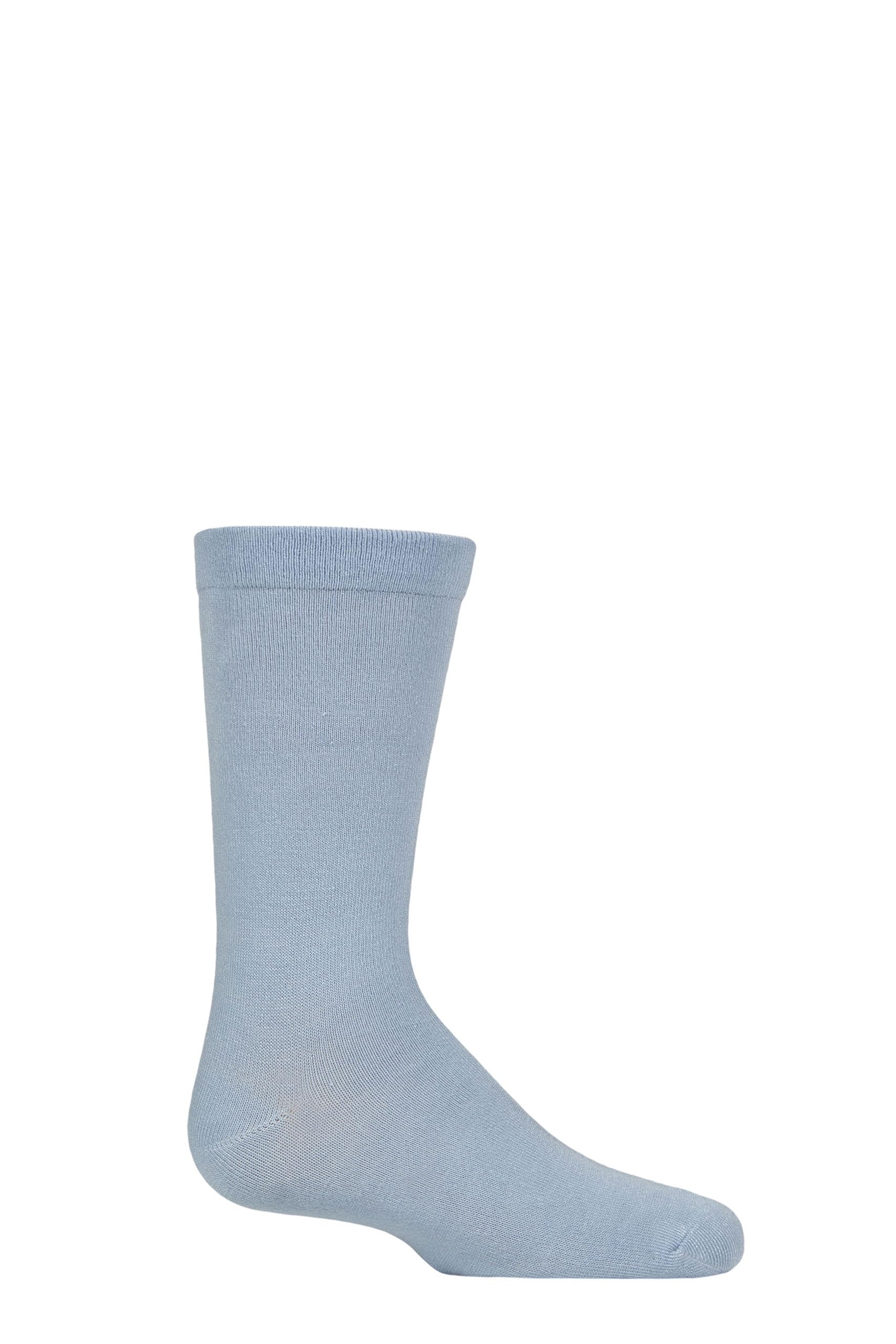Sockshop Boys Pale Blue Kids’ Bamboo Socks With Comfort Cuff And Hand Linked Toes, Plain Bright Solid Striped Colours, Soft And Breathable, 1 Pair Pack 4-5.5