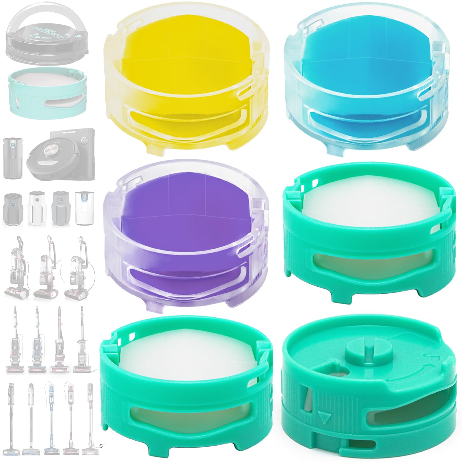 [6 Pack] Odor Neutralizer Technology Replacement Cartridges: Compatible with Shark AZ3000 AZ3002 HZ3000 HZ3002 HZ702 IZ862H IZ562H ZD550 ZU102 LA702 Vacuum Cleaner & Air Purifier - 1541FC3000 Mix