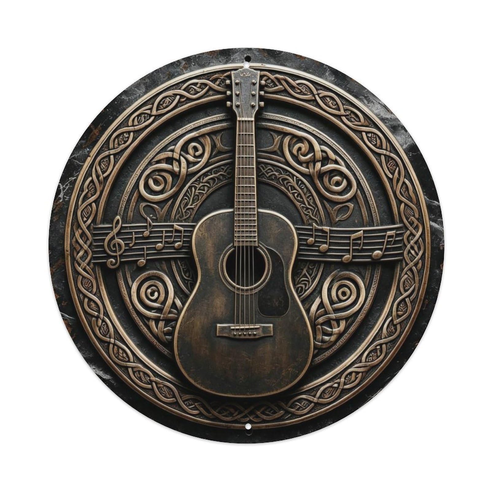 Acoustic Guitar with Music Notes - 副本 Metal Tin Sign Plaque