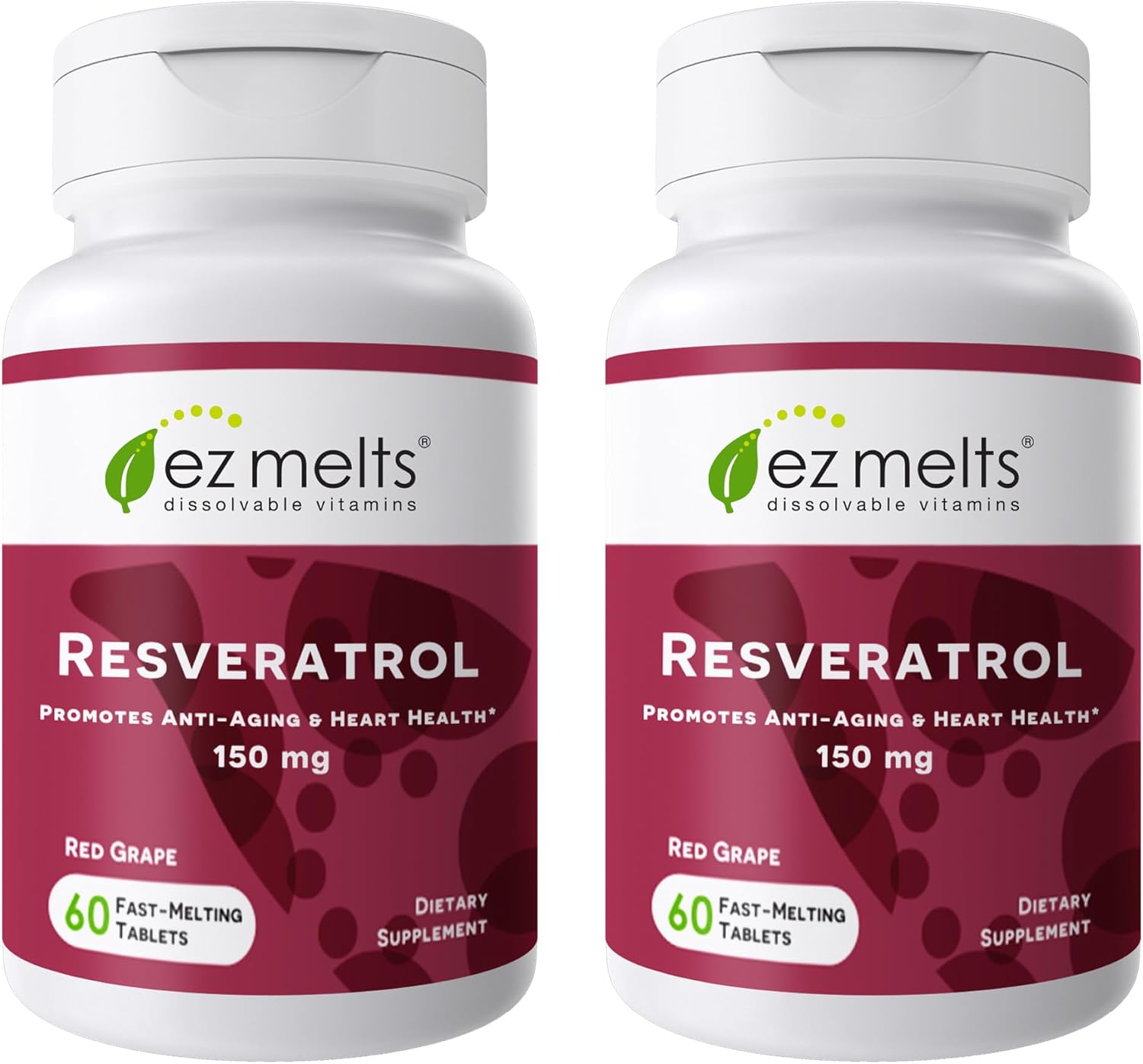 EZ Melts Dissolvable Resveratrol Supplement 150 mg, Sugar-Free, 1-Month Supply - 2 Pack