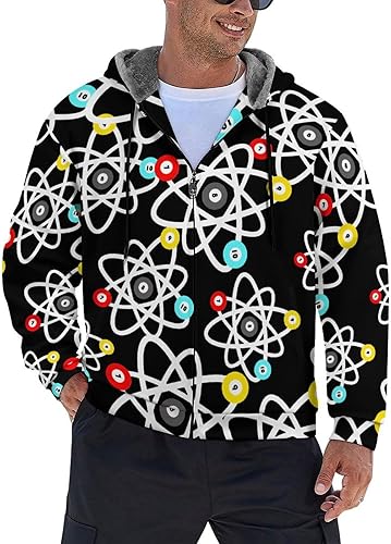 Funny Billiards Science Men's Full Zip Hoodies Heavyweight Sweatshirt Fleece Warm Jacket