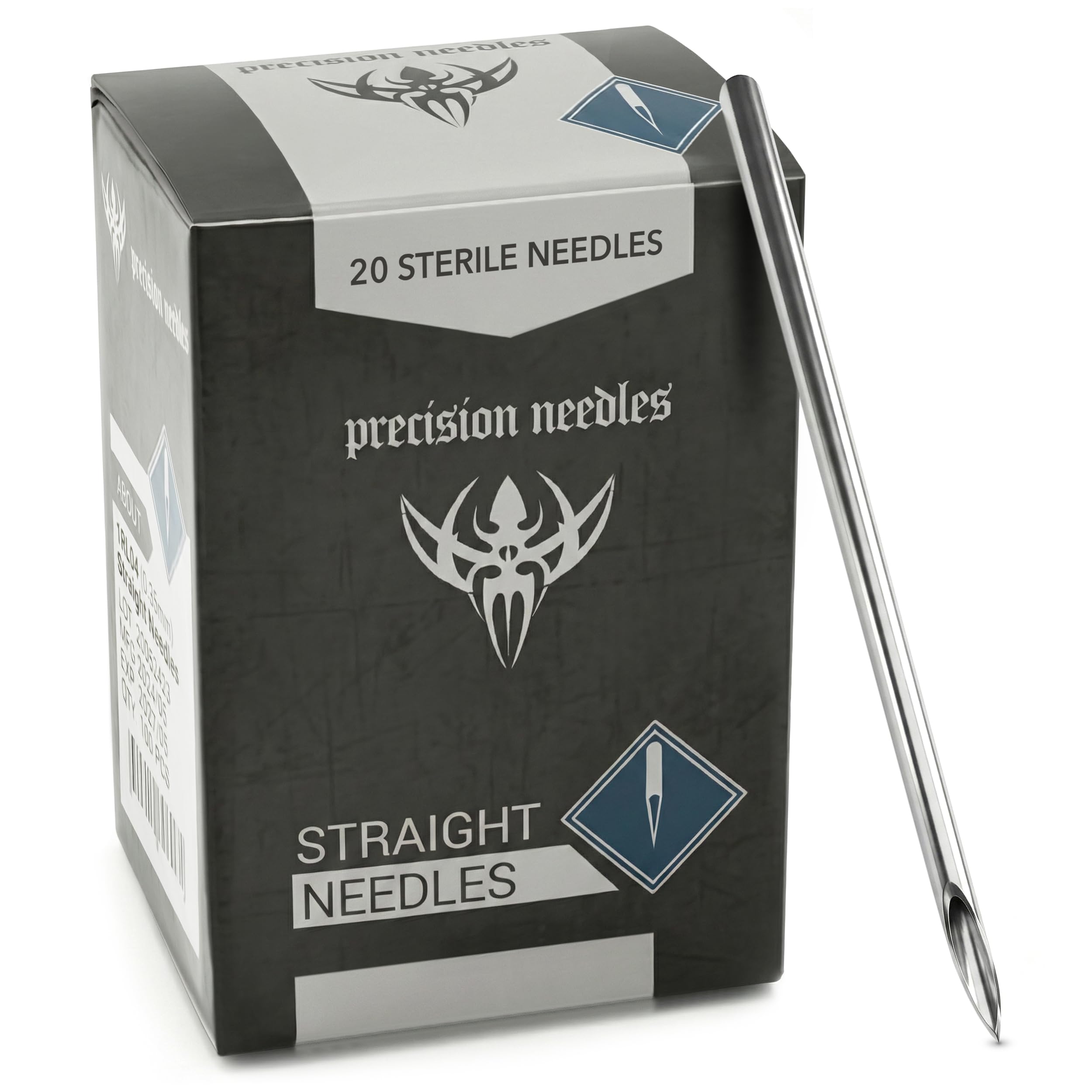 Precision 4g Body Piercing Needles, Stainless Steel, Disposable, for Ear, Nose, Belly Button, Navel, Lip, Straight, Professional Grade Tools Supplies, 2", 48mm, Box of 20