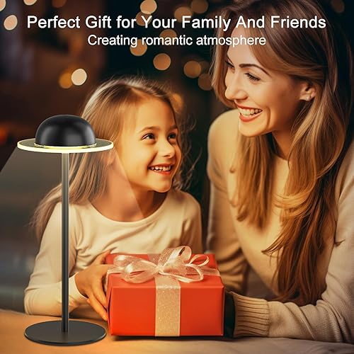 Miniatura 2 de Lámpara de mesa inalámbrica, lámparas de escritorio LED portátiles, 2400 mAh recargable y regulable con control remoto, sincronización dinámica de