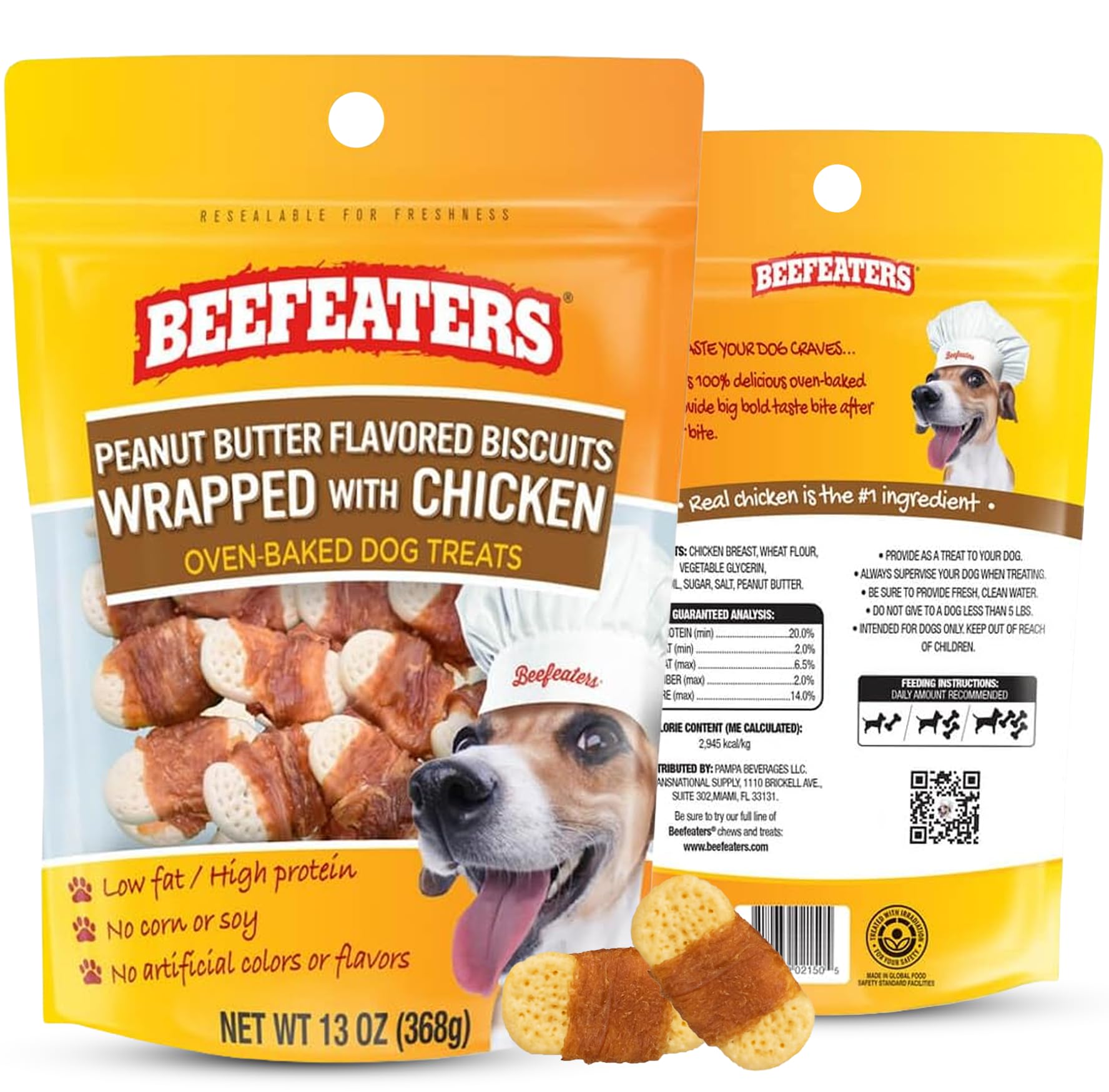 Beefeaters Peanut Butter Dog Biscuits with Real Chicken 13 oz - Oven-Baked, High-Protein, Low-Fat Treats for Small, Medium & Large Dogs – Ideal for