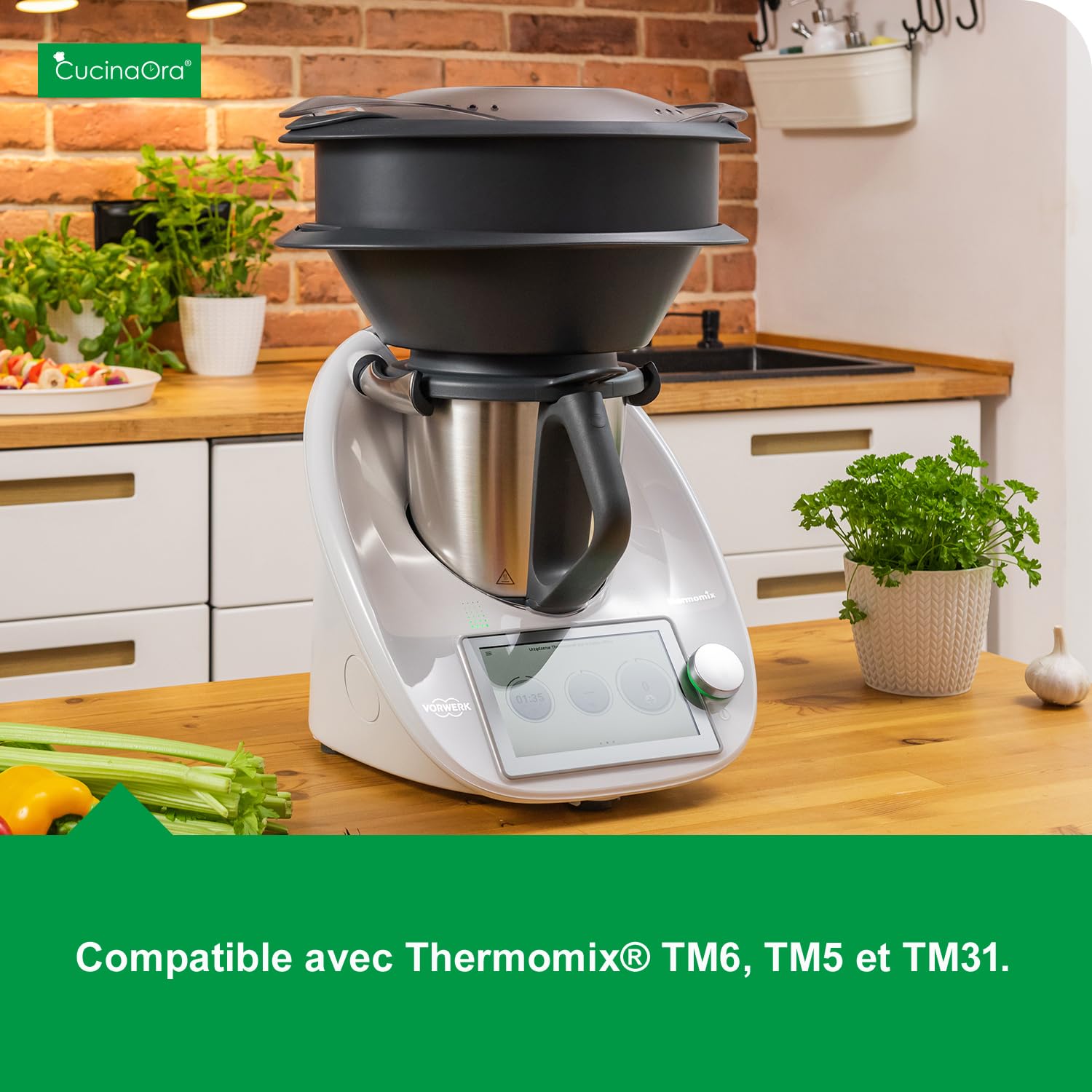 Insert Varoma pour Thermomix TM6/TM5/TM31, accessoire Thermomix sans BPA | Accessoire de cuisson à la vapeur pour augmenter la surface de cuisson, compatible avec le lave-vaisselle, fabriqué dans l’UE