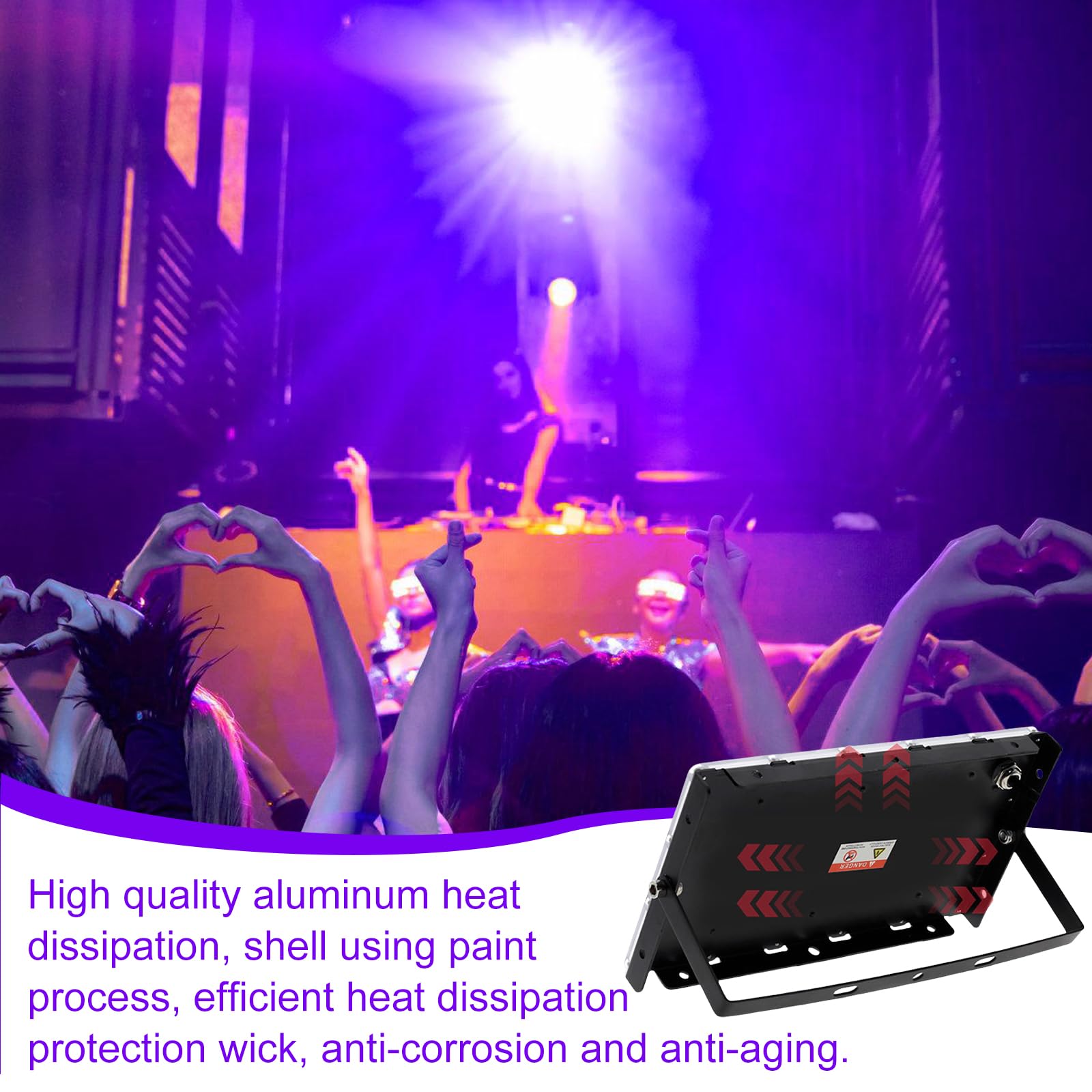 BAIFULAI Faretto a luce nera UV 200 W, 216 perle di lampada a LED, IP65, impermeabile, luce nera con spina per discoteca, illuminazione per palcoscenico, decorazione di Halloween, accessori per feste