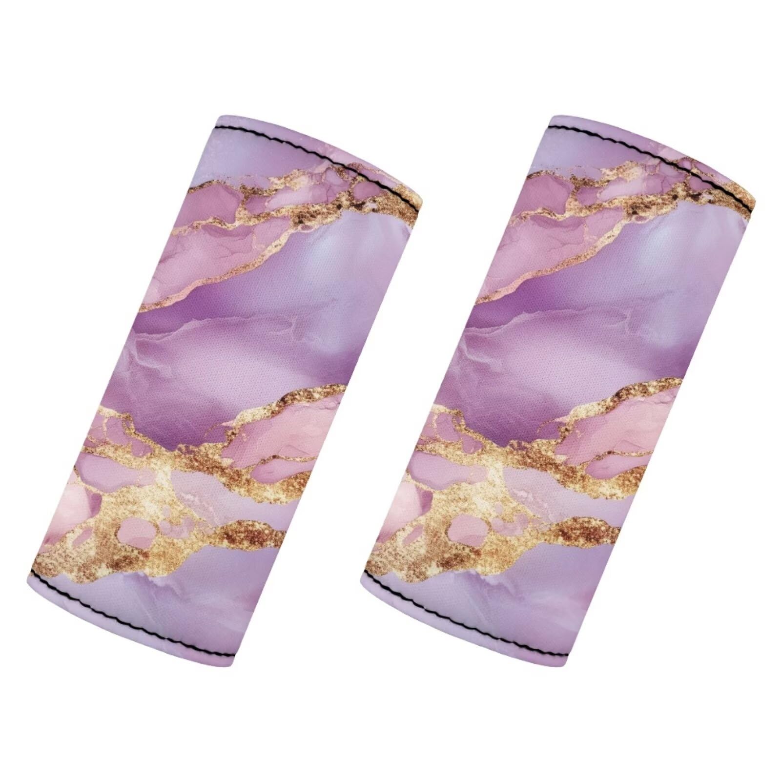 BIGCARJOB Pink Marble Texture Luggage Handle Wraps Set Trolley Case Grip for Women Door Protection Cover Suitcase Handle Cover Gifts Suitcase Handle