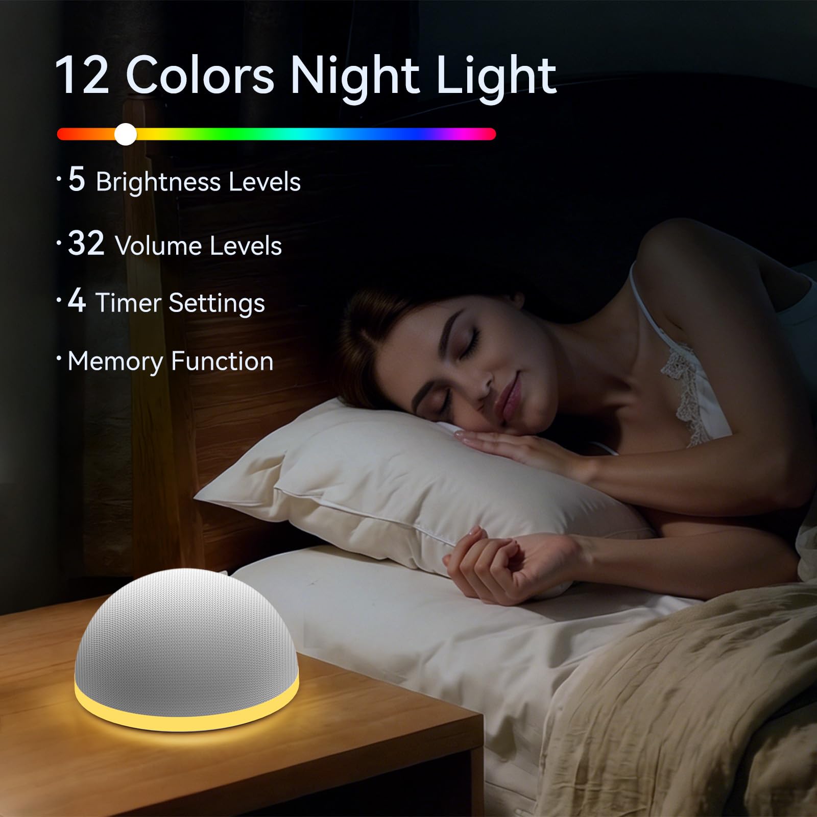 Portable Sound Machine White Noise Machine with 30 Soothing Sounds