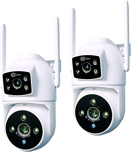 XVIM 2PK - Cámara de seguridad de doble lente de 6MP para exteriores, cámaras WiFi de 2.4 GHz para el hogar con visión impermeable, 360, detección disponible en Yaxa Colombia