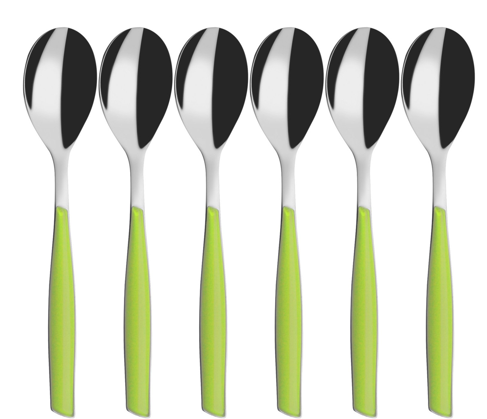 Ménagère 6 pièces cuiller à moka BUGATTI Glamour vert en acier inoxydable et SAN