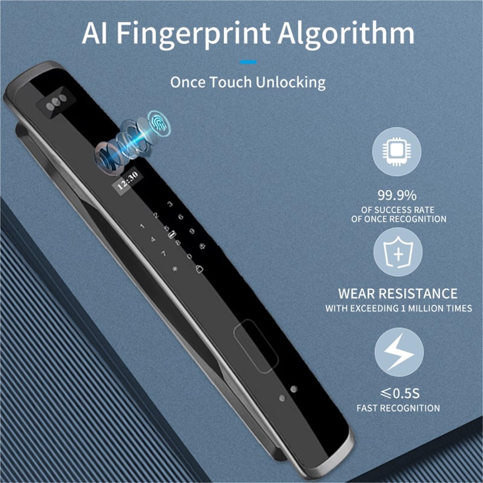 Serratura Smart, Riconoscimento biometrico Smart Door Lock Controllo remoto Impronta digitale Password IC Card APP Wifi Blocco sblocco,per camere da letto, uffici e hotel(D6s-Gray-6068R)