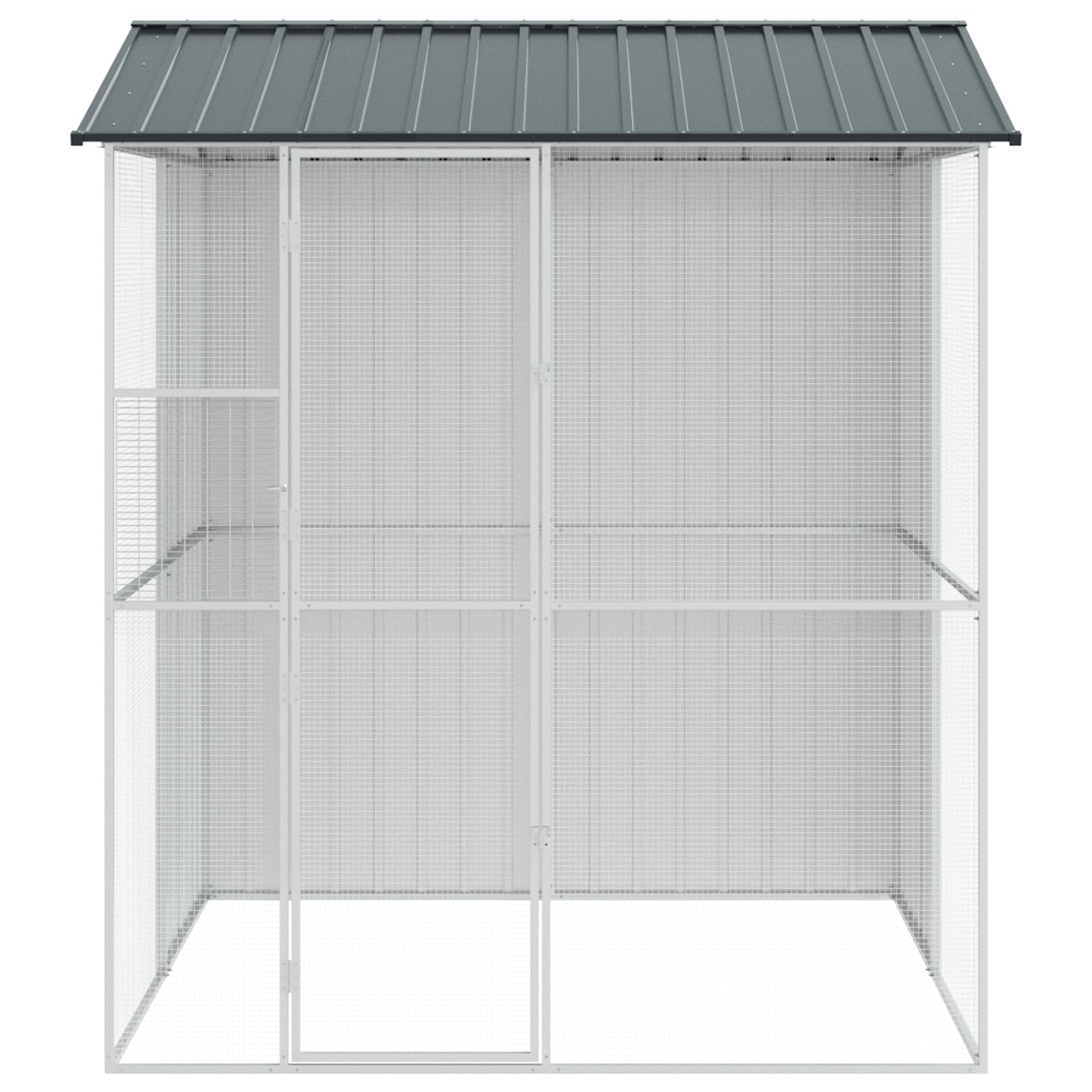 Voliere Anthrazit 215x210x247 cm Stahl Vogelfreiheit mit geräumigem Innenraum