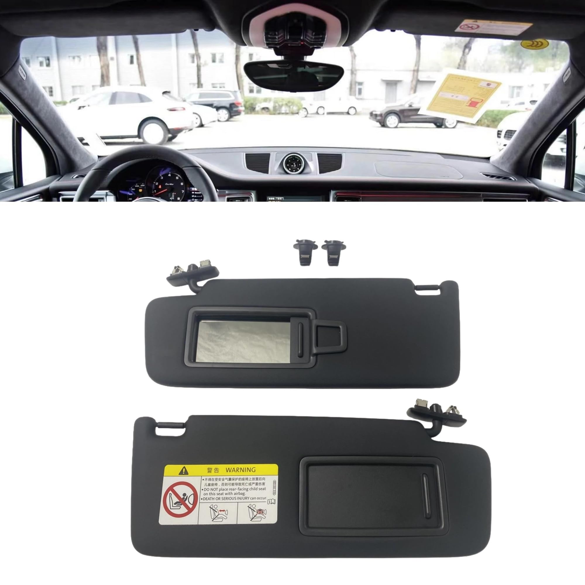 Tendine Parasole Auto Visiera parasole per auto per Macan 2014 2015 2016 2017 2018-2023 Pannello anteriore conducente sinistro passeggero destro Parasole Parabrezza(Black 1 Pair)