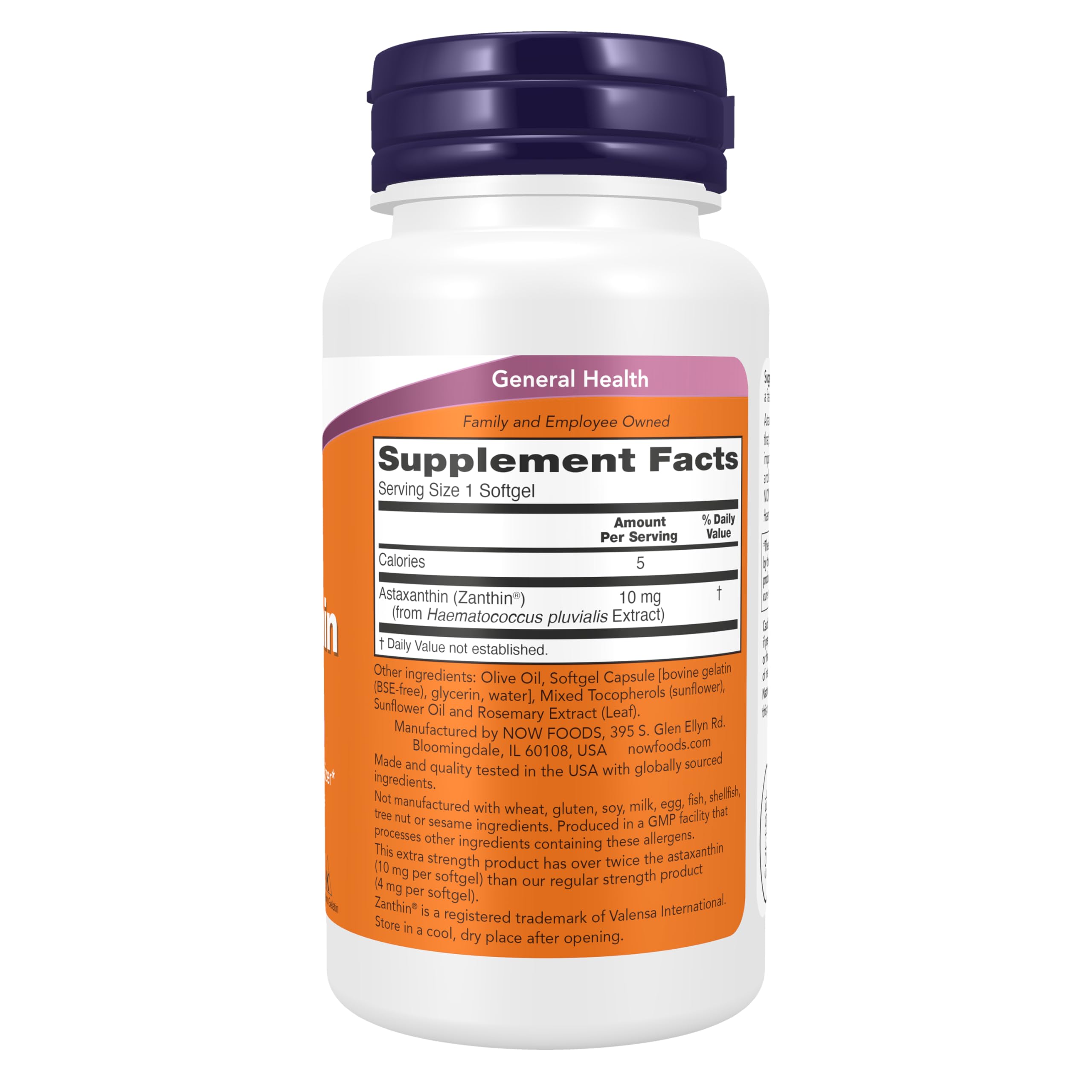 Now Foods Extra Strength Astaxanthin Softgels, 10mg , 60 Count