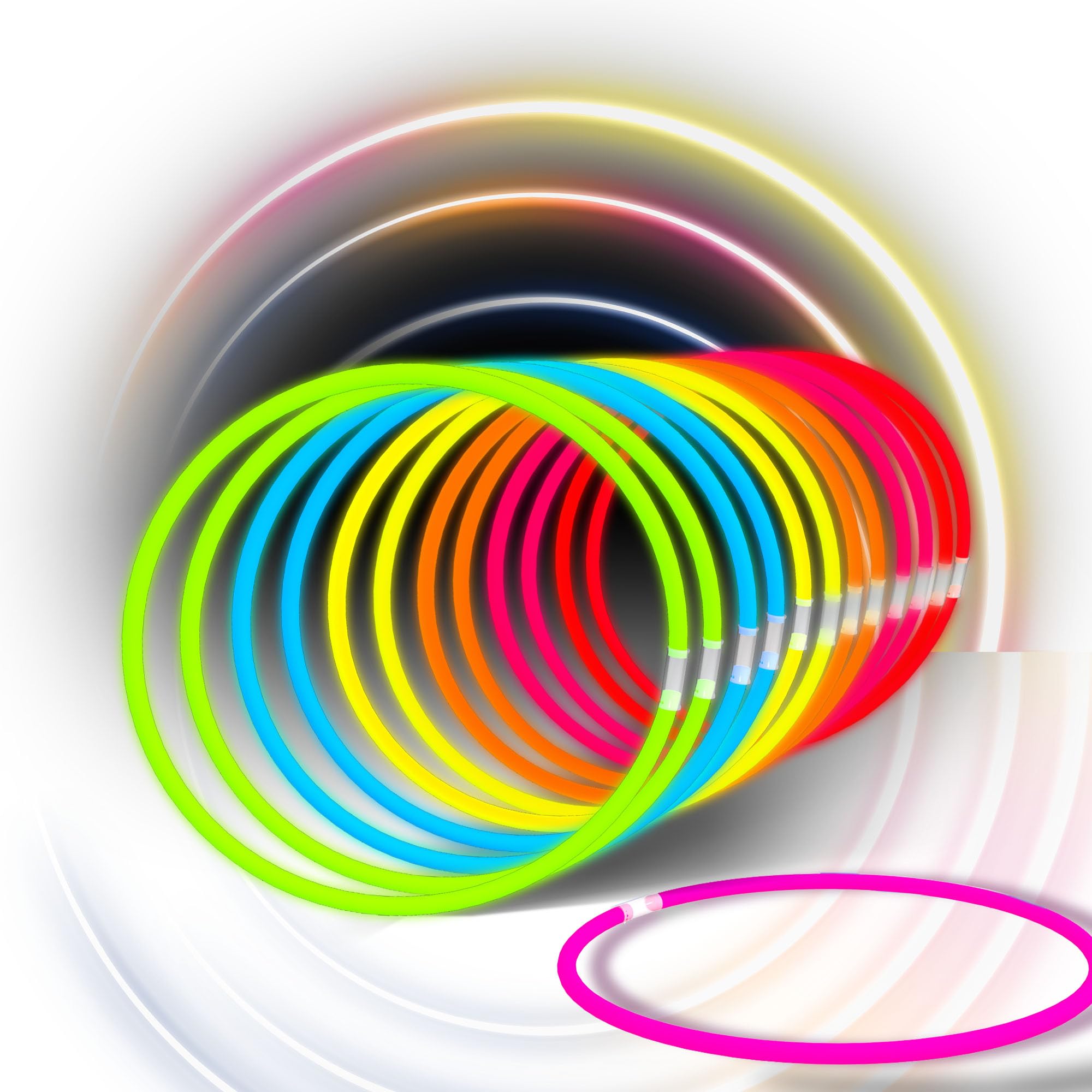 - Glow Fever Glow Sticks Bulk 100ct 22'' Glow Necklaces with Connectors, Neon Light Sticks for Party Festivals Raves Concert Birthday Wedding, Multicolor