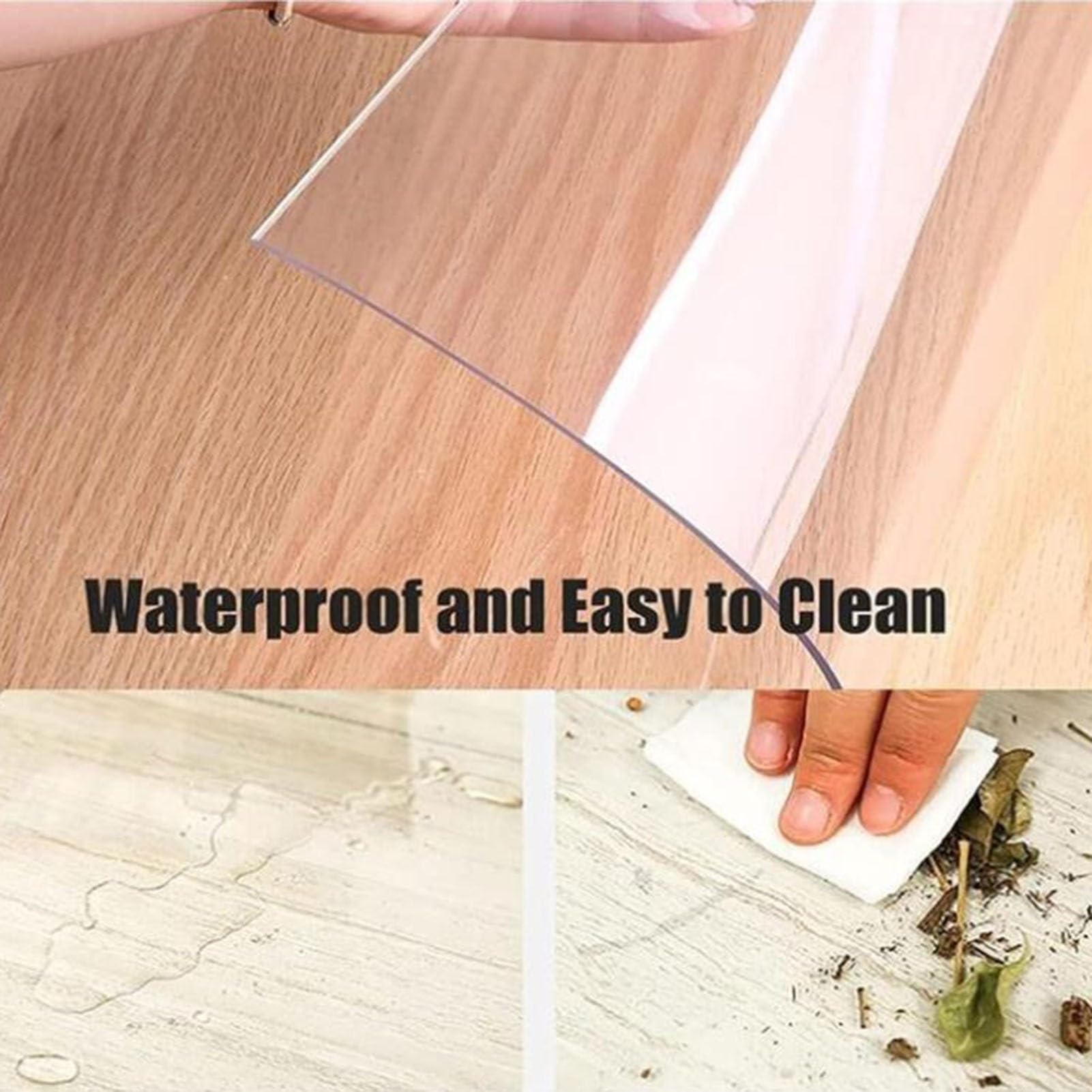 Chemin de sol en plastique vinyle – Protection de tapis imperméable à poils courts anti-rayures transparent pour table et chaise (taille : 130 x 240 cm)