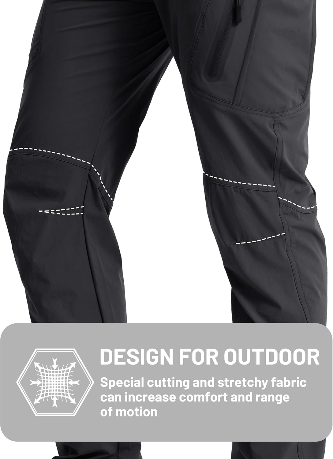 TACVASEN Men's Lightweight Hiking Tactical Pants Waterproof Quick Dry Cargo Work Rain Outdoor Pants 8 Pockets