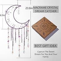 Vista 5 de Artilady Atrapasueños de mariposas con cristales – Atrapasueños de luna morada grande, decoración de pared para decoración del hogar de niñas